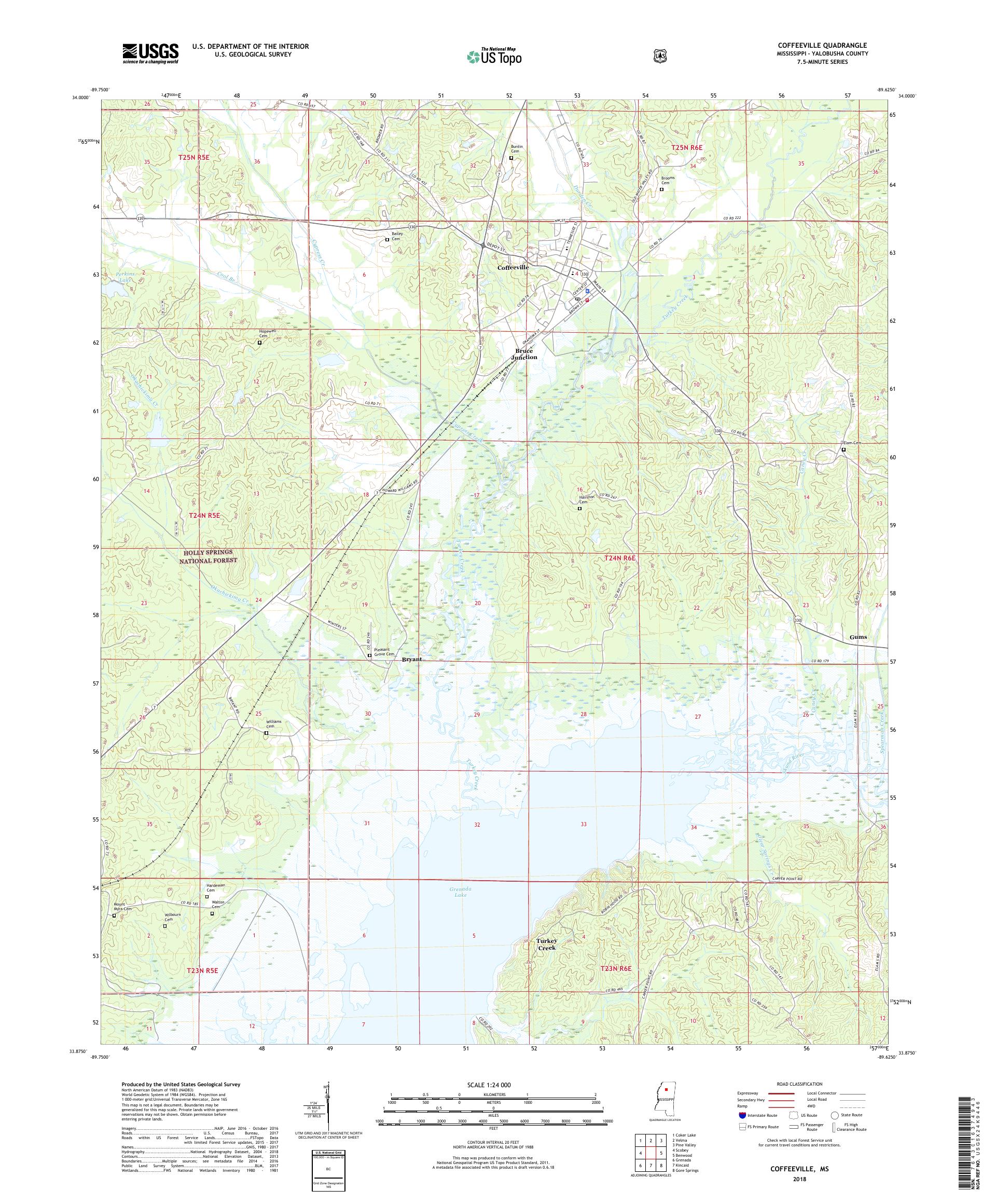 MyTopo Coffeeville, Mississippi USGS Quad Topo Map