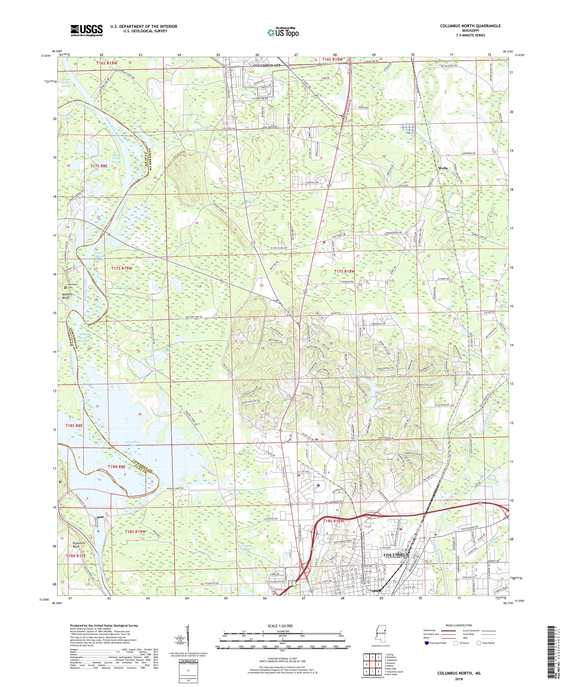 MyTopo Columbus North, Mississippi USGS Quad Topo Map