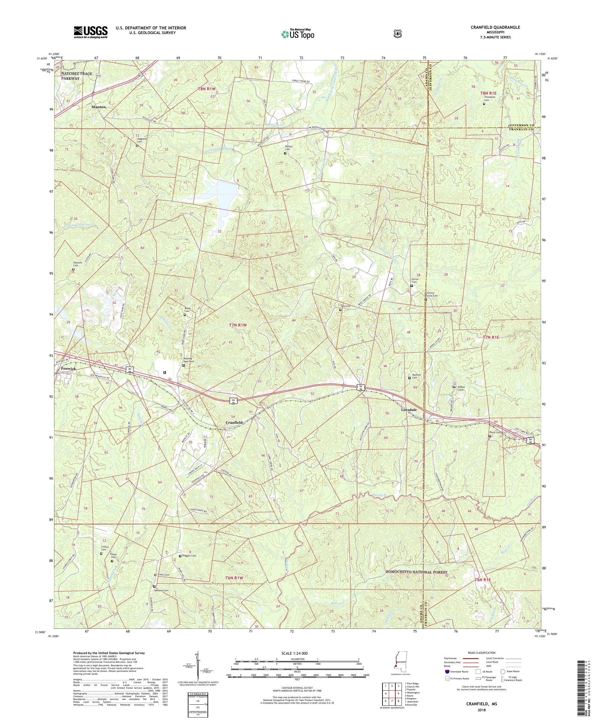 MyTopo Cranfield, Mississippi USGS Quad Topo Map
