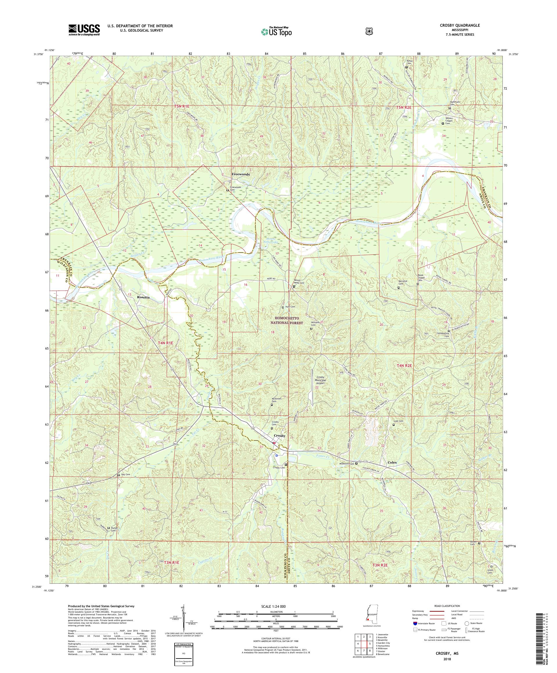 MyTopo Crosby, Mississippi USGS Quad Topo Map