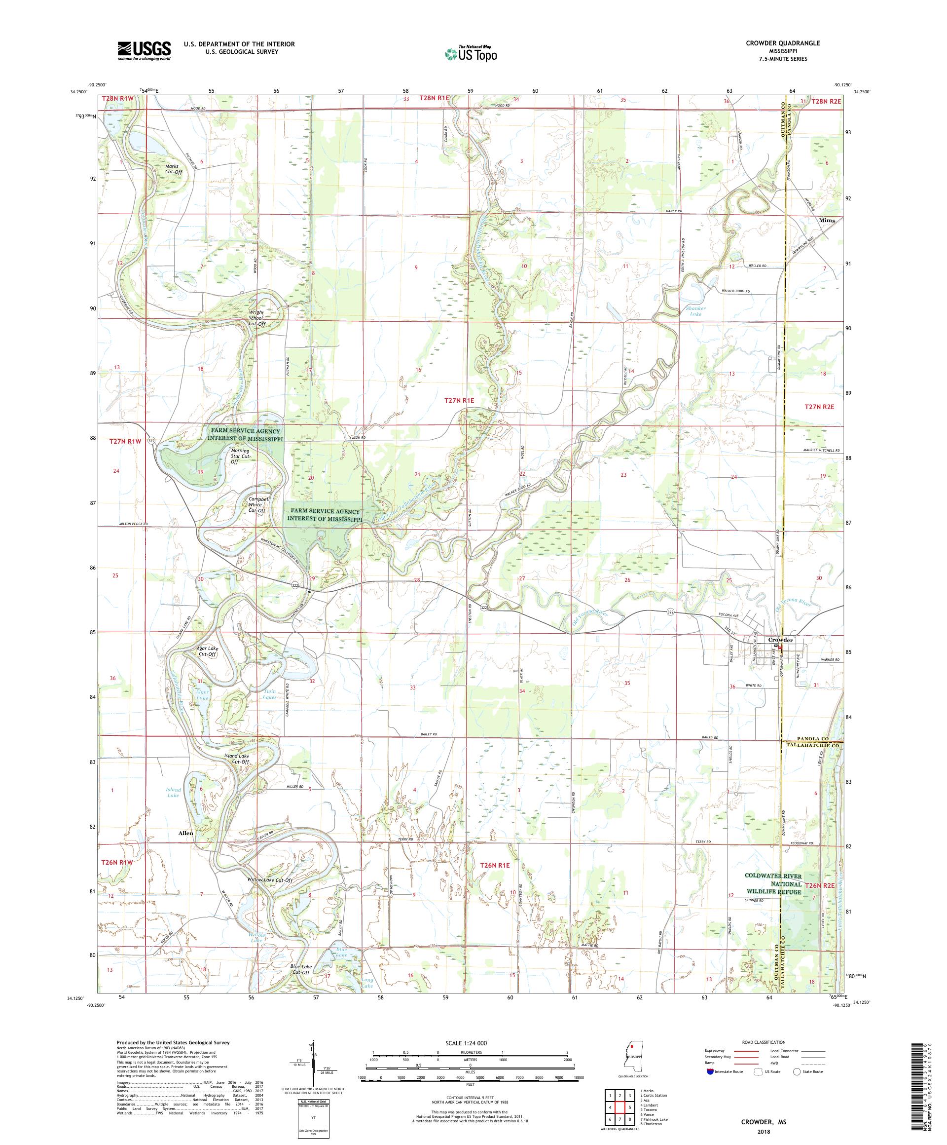 MyTopo Crowder, Mississippi USGS Quad Topo Map