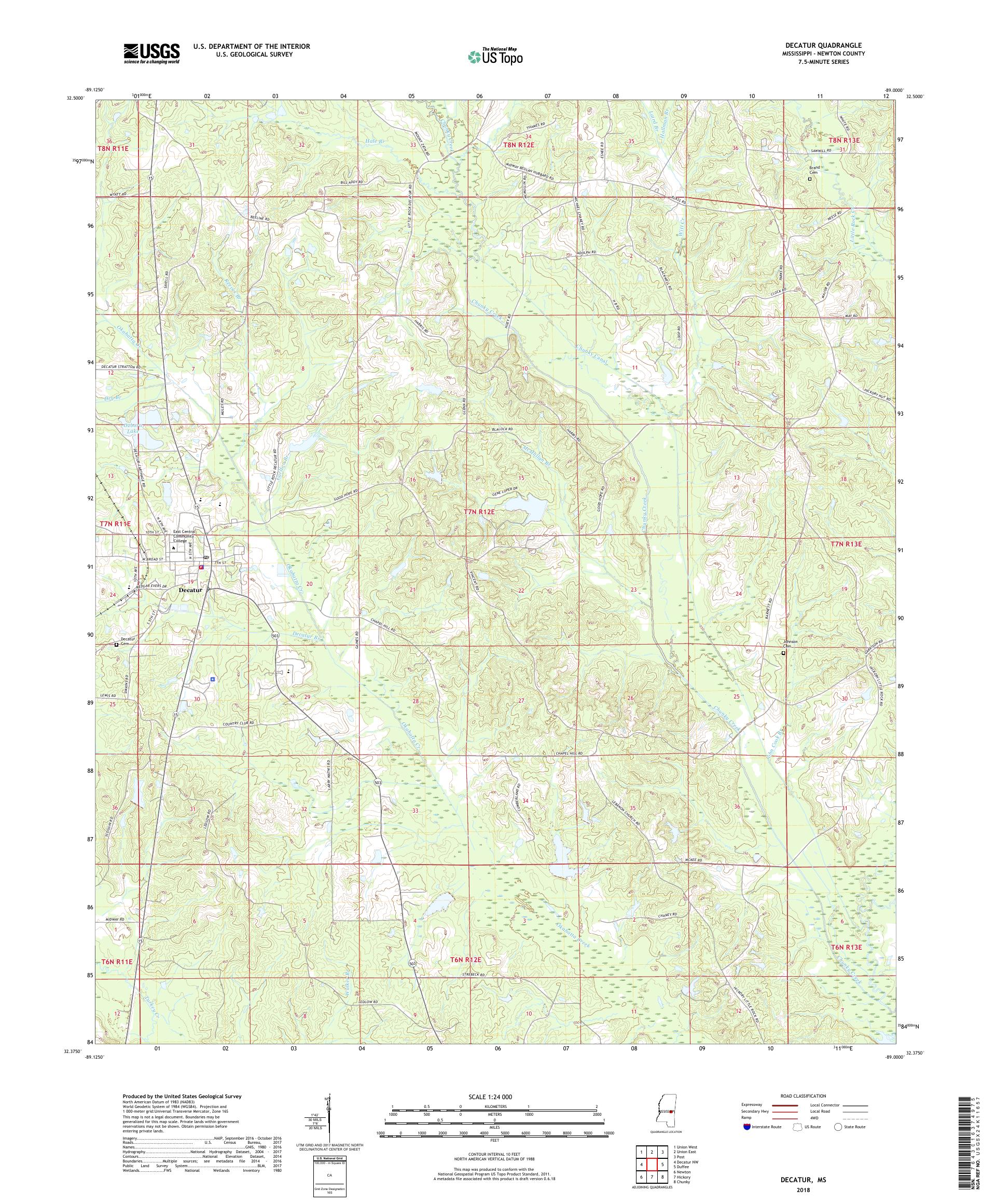 MyTopo Decatur, Mississippi USGS Quad Topo Map