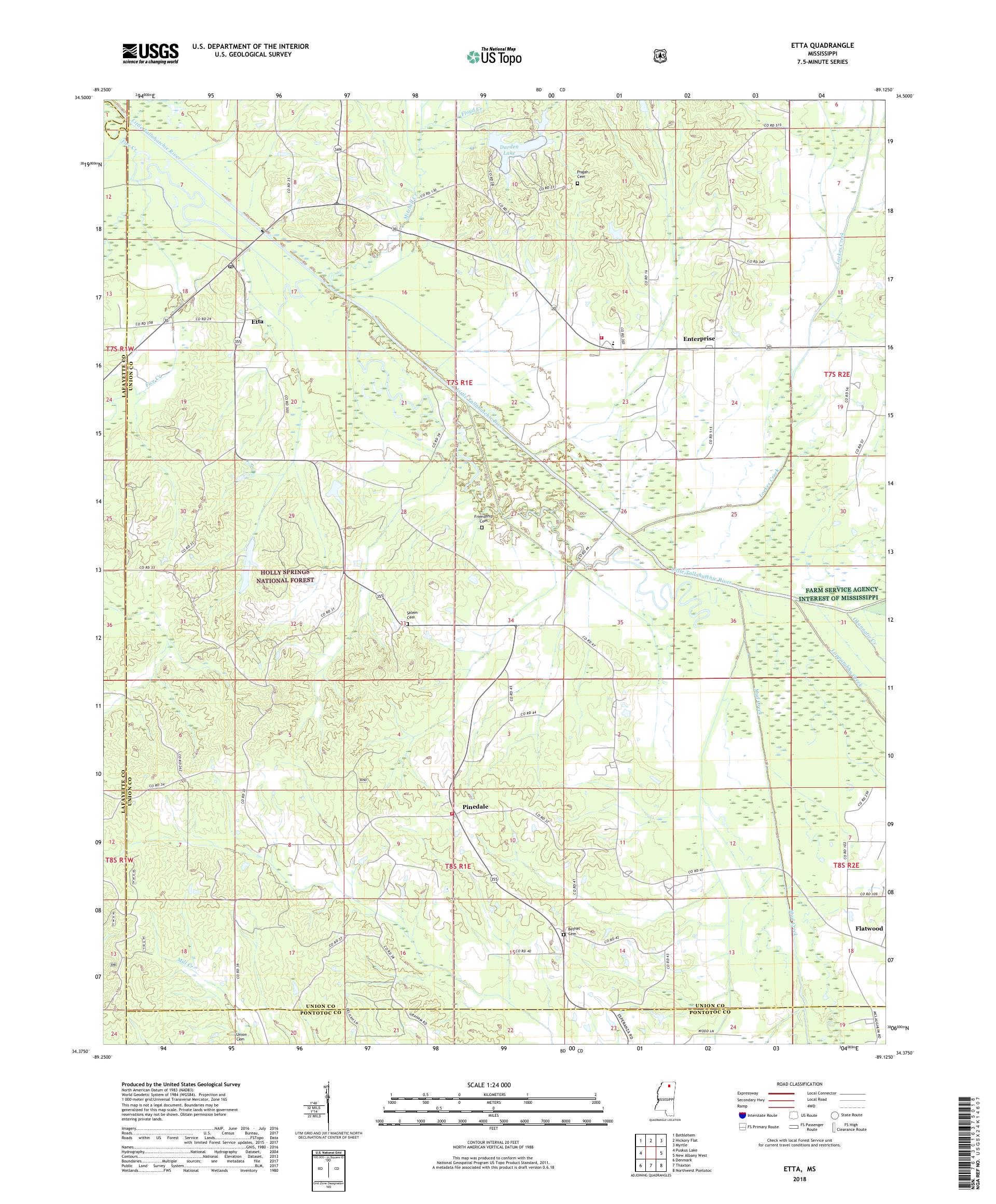 MyTopo Etta, Mississippi USGS Quad Topo Map