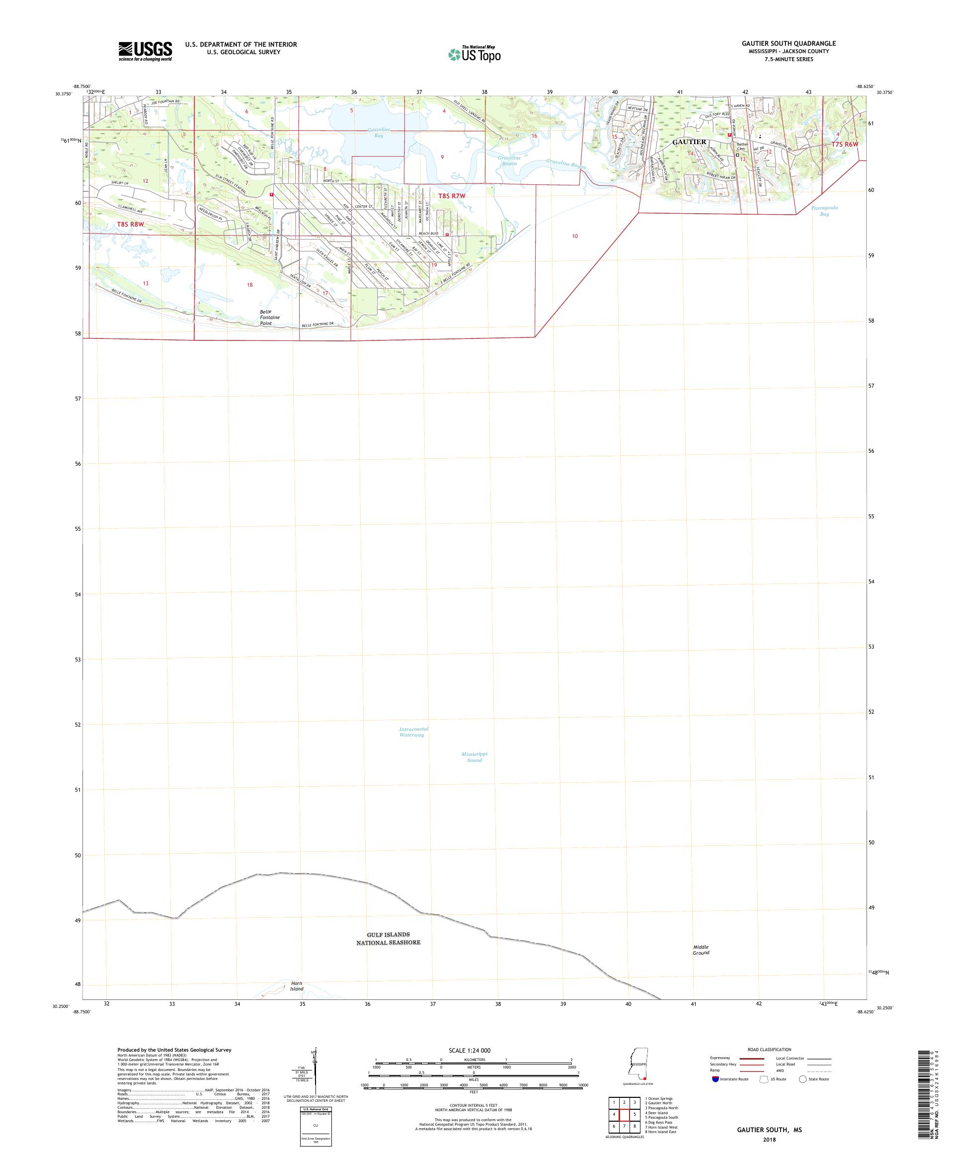 MyTopo Gautier South, Mississippi USGS Quad Topo Map