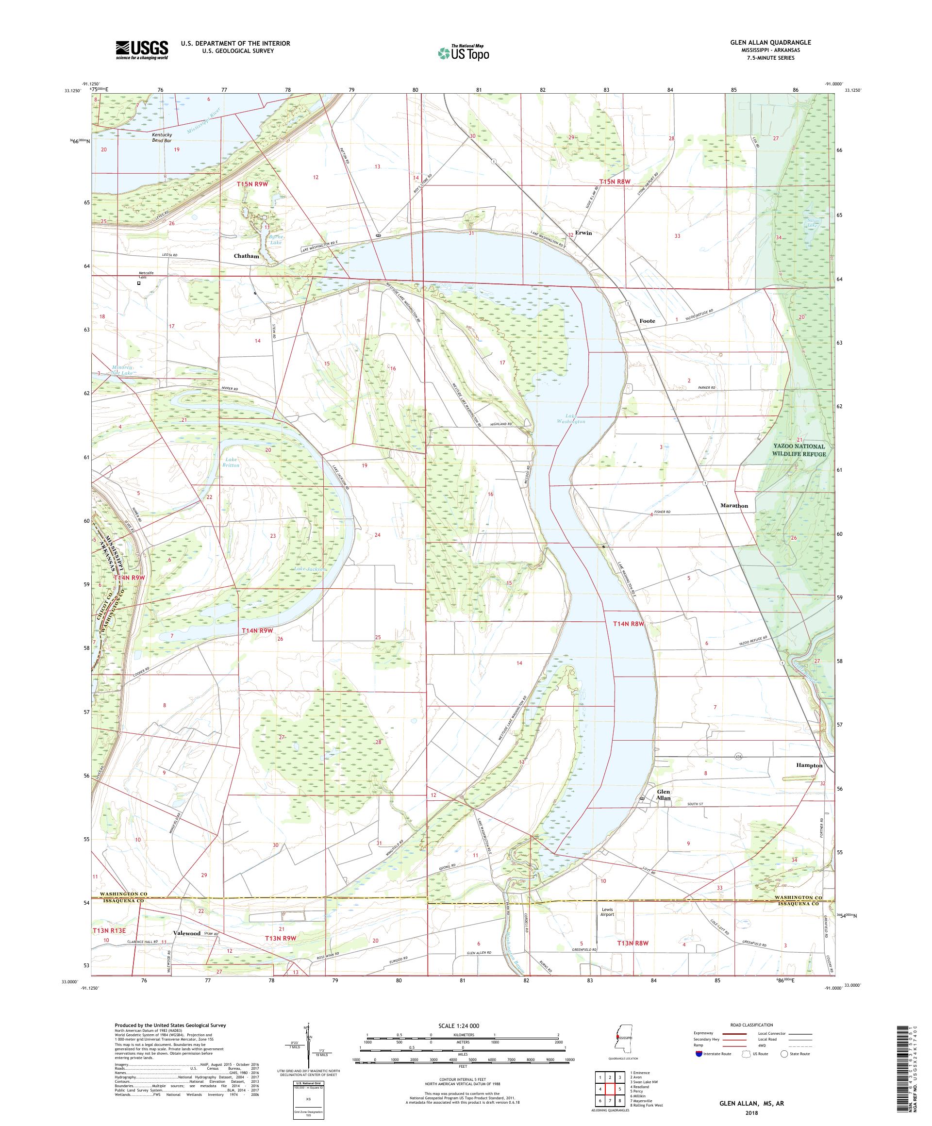 MyTopo Glen Allan, Mississippi USGS Quad Topo Map
