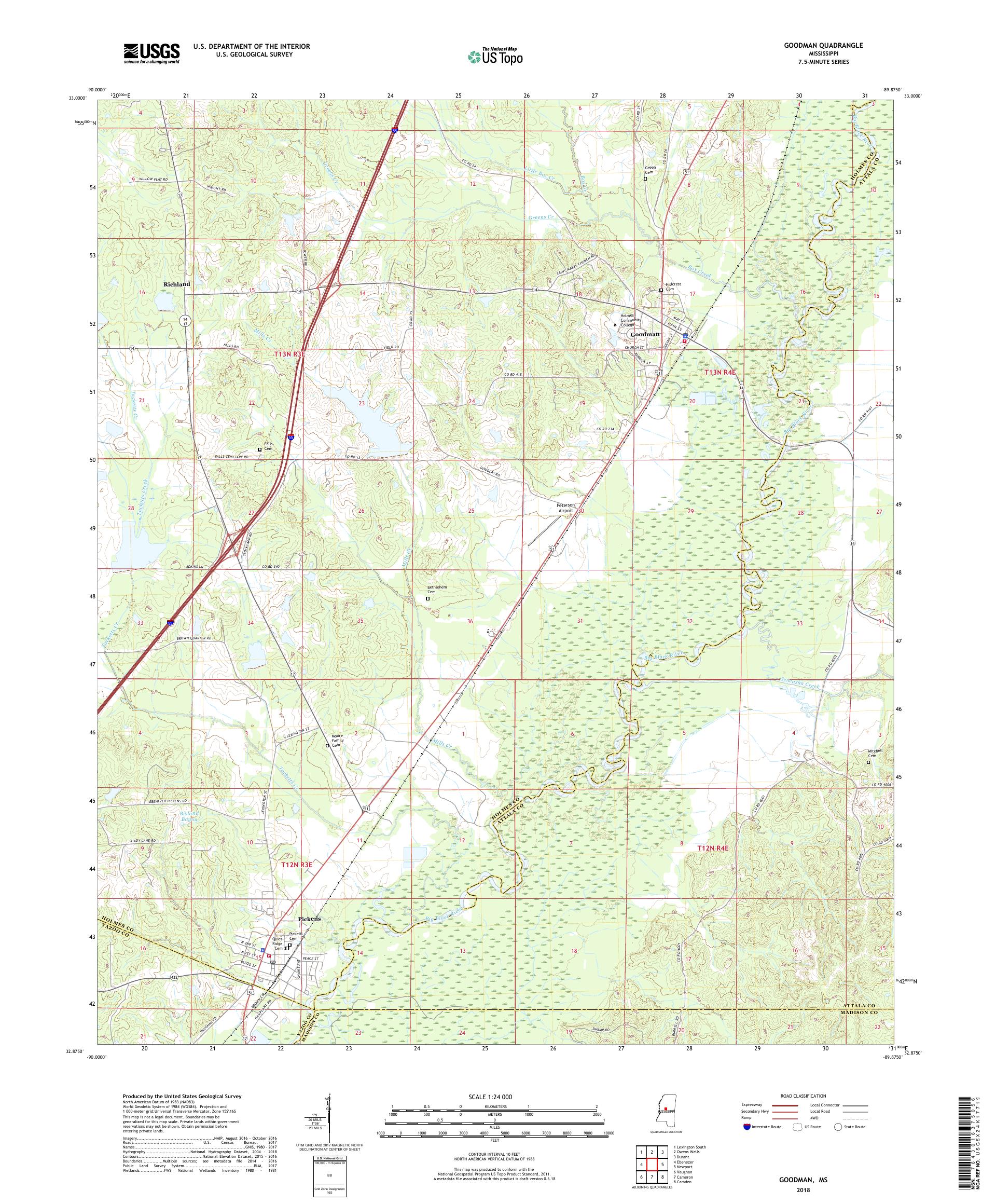 MyTopo Goodman, Mississippi USGS Quad Topo Map