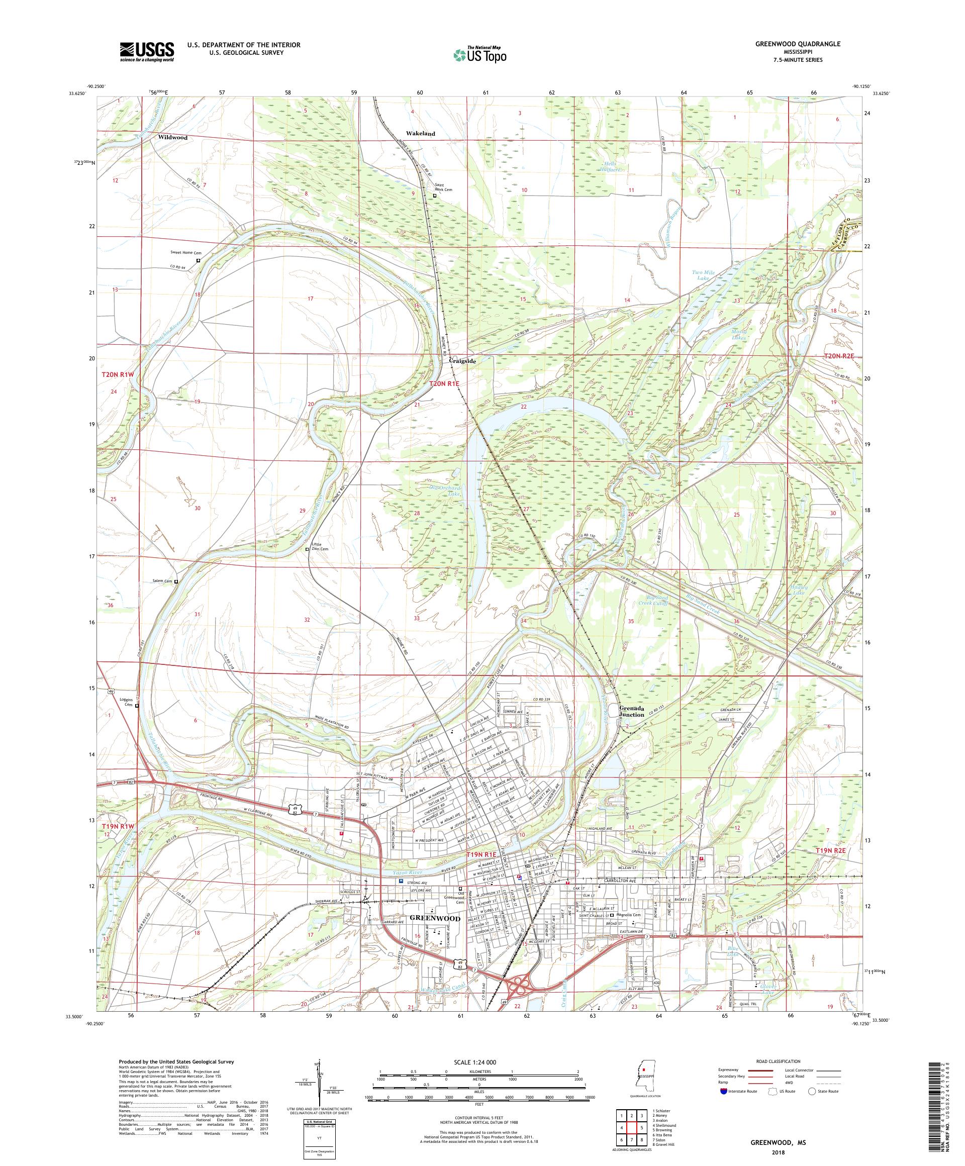 MyTopo Greenwood, Mississippi USGS Quad Topo Map