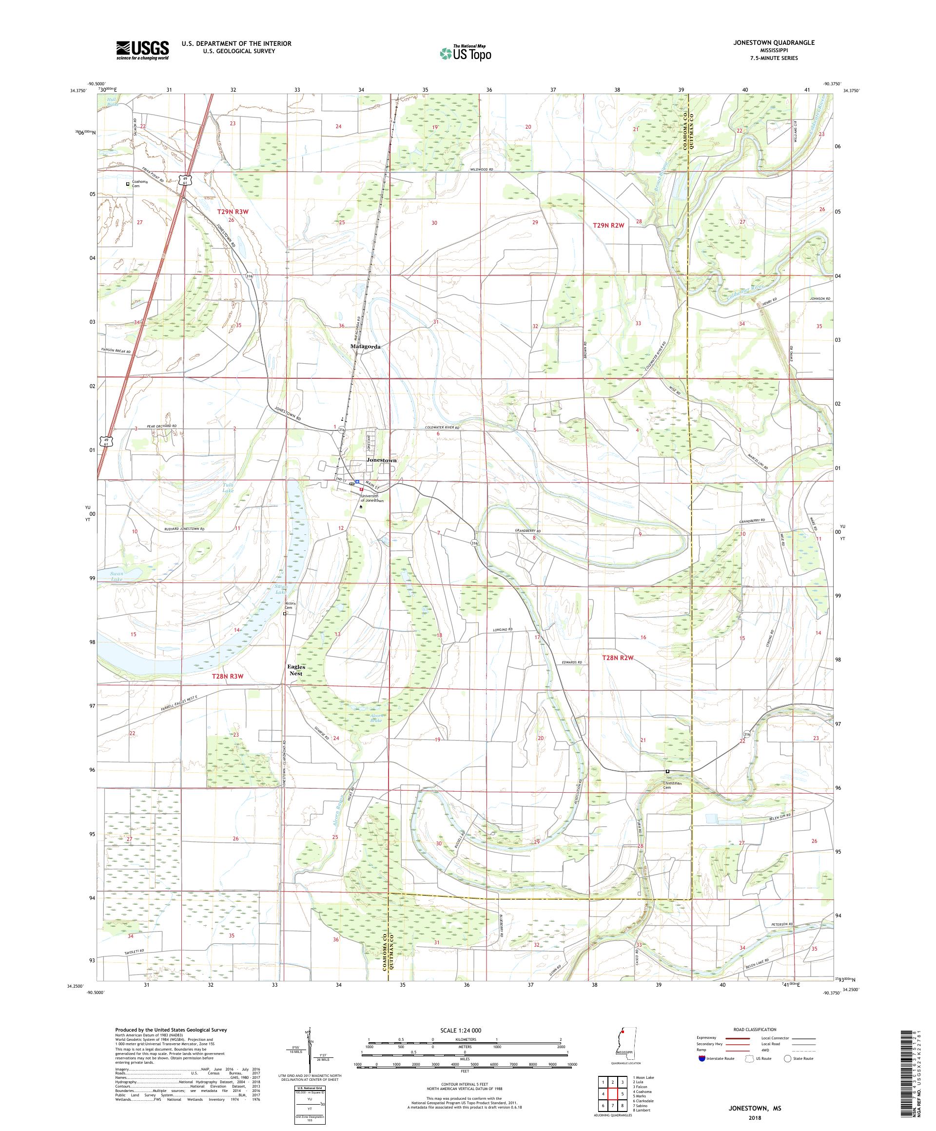 MyTopo Jonestown, Mississippi USGS Quad Topo Map