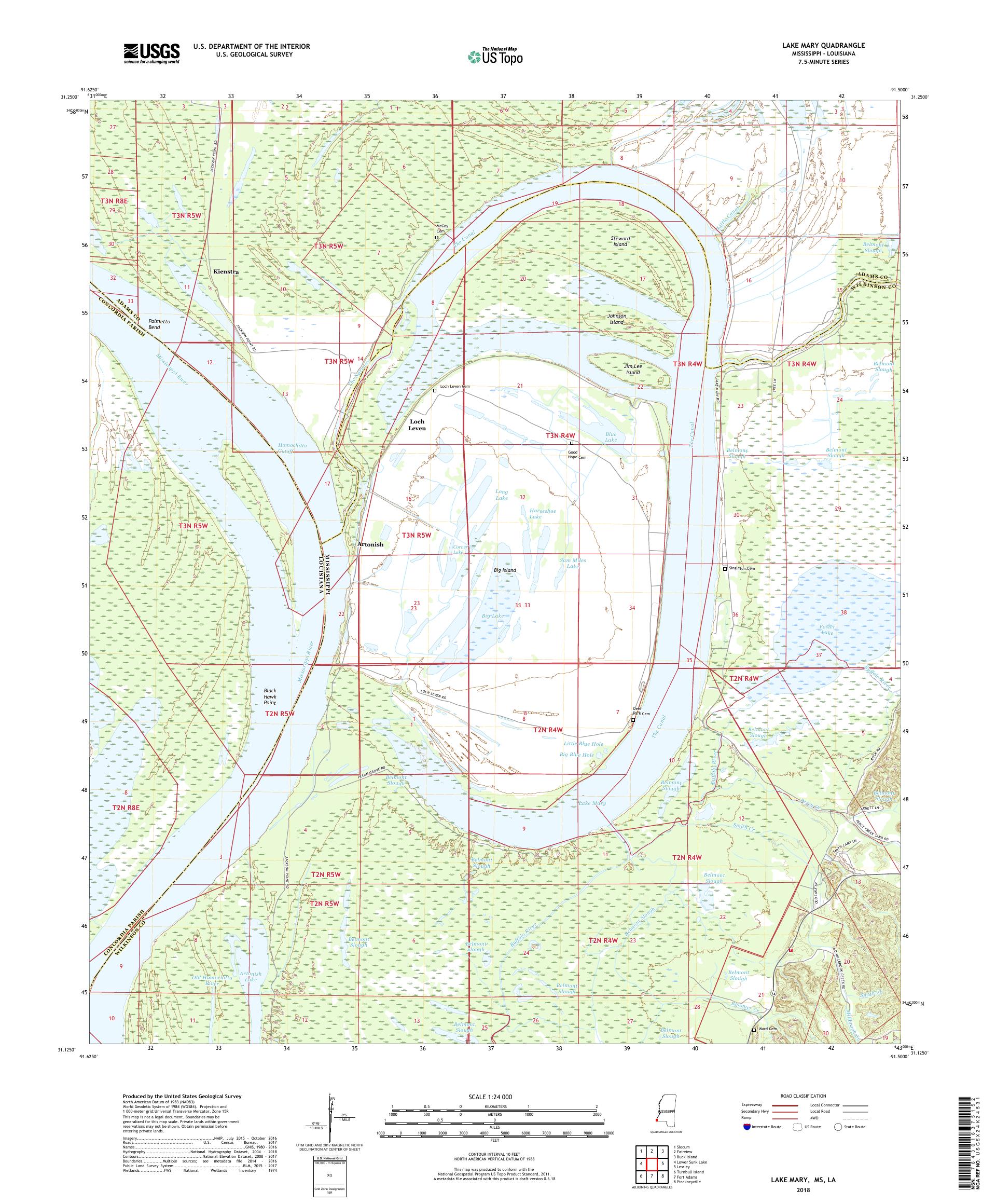 MyTopo Lake Mary, Mississippi USGS Quad Topo Map