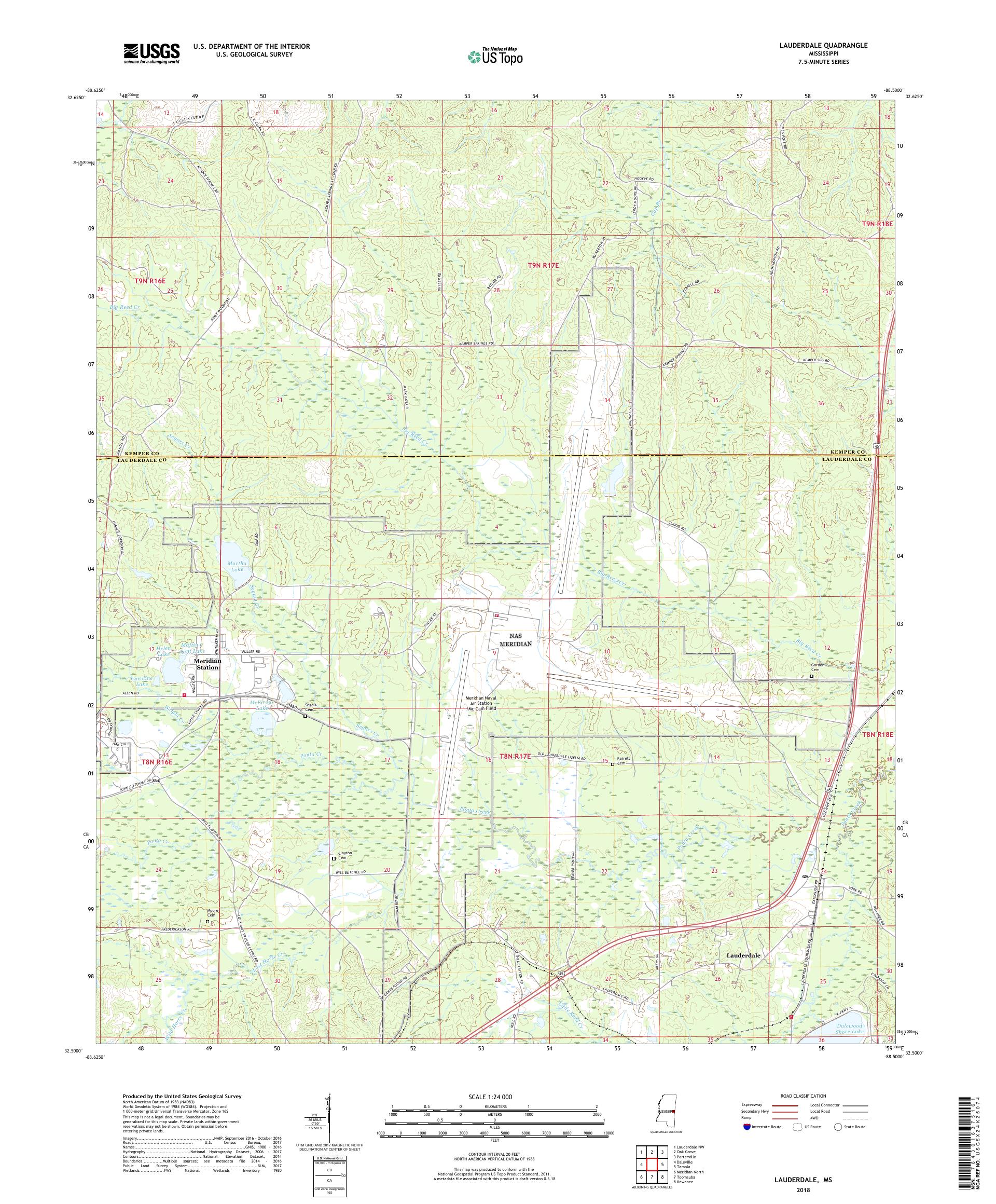 MyTopo Lauderdale, Mississippi USGS Quad Topo Map