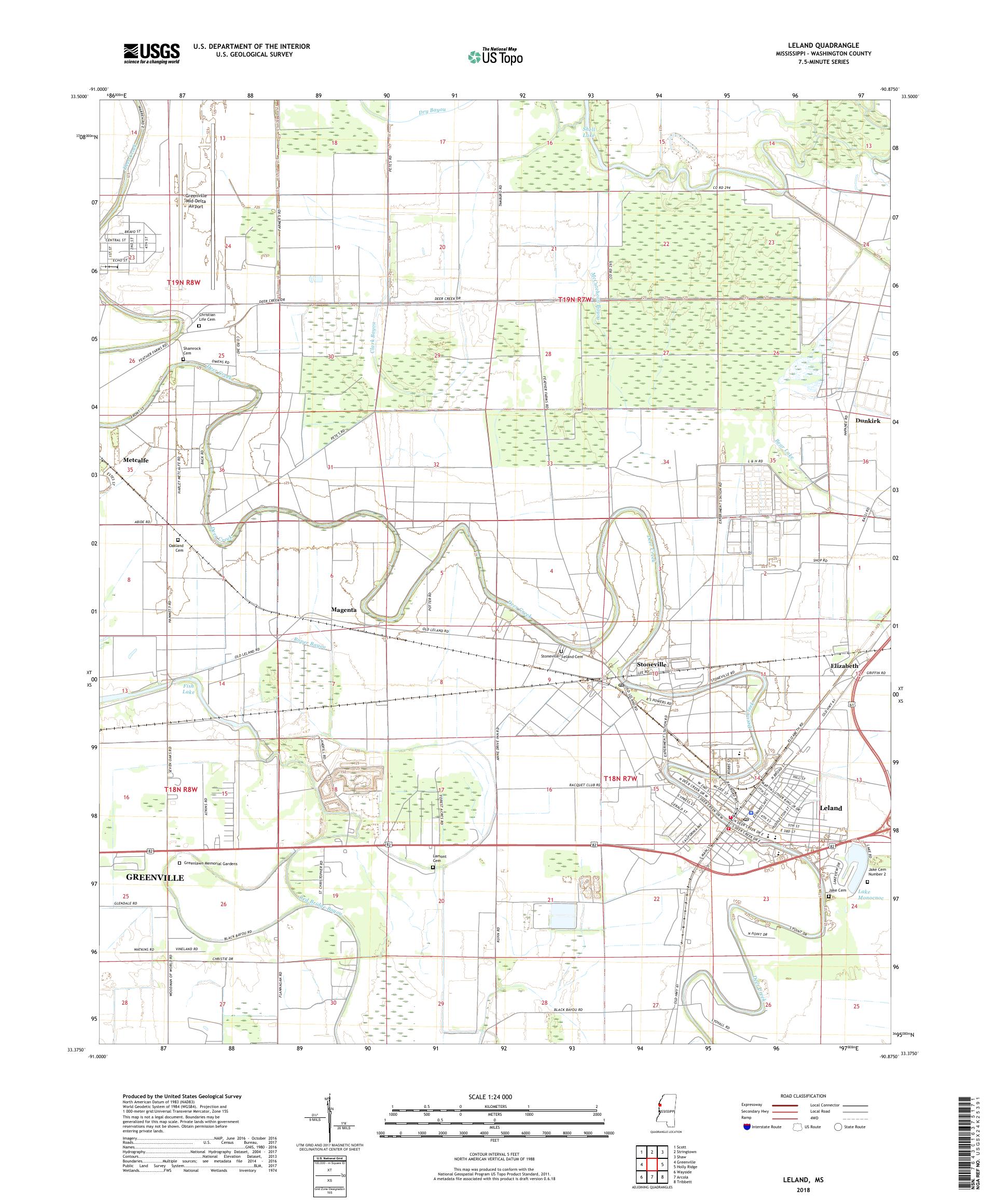 MyTopo Leland, Mississippi USGS Quad Topo Map