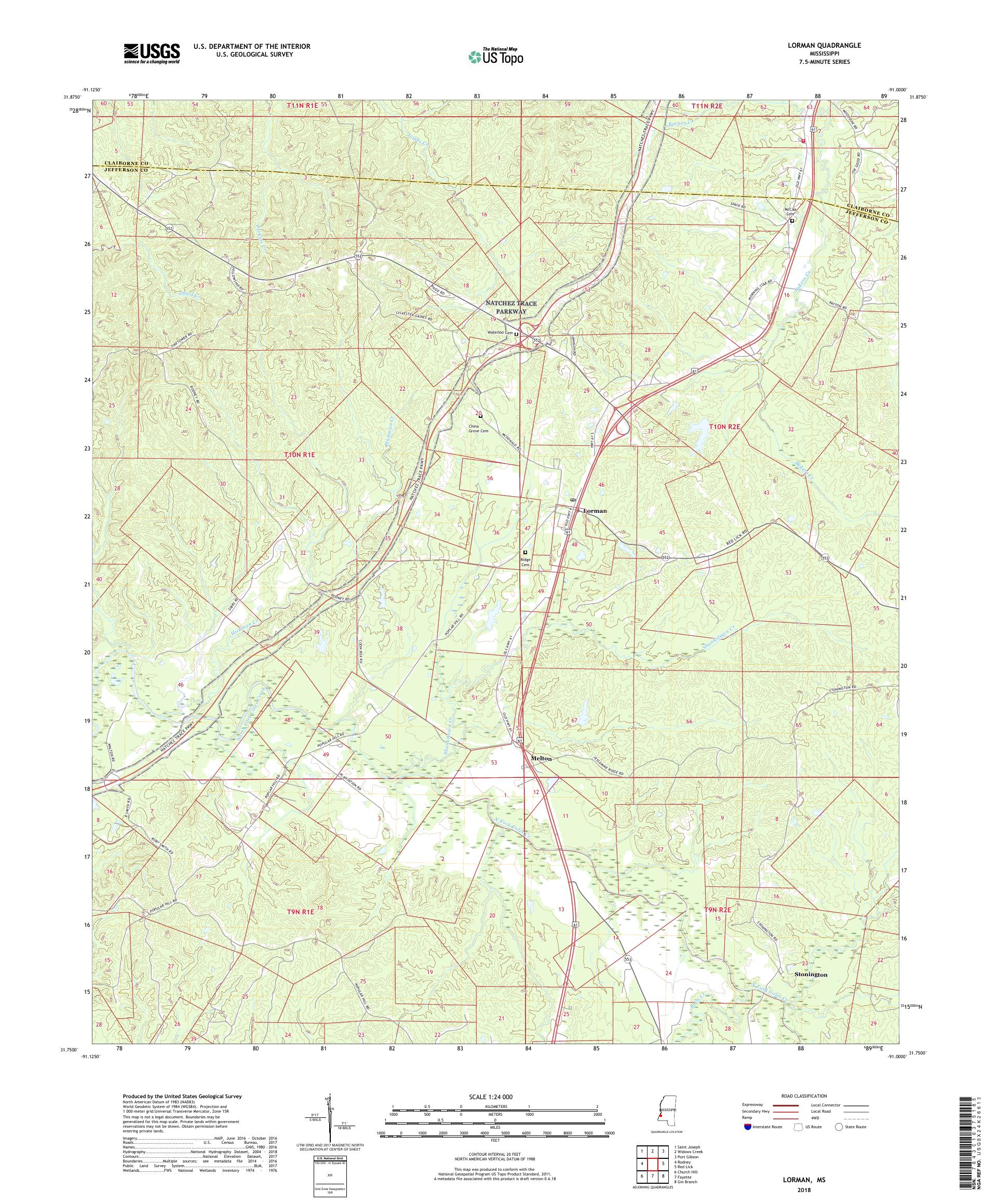 MyTopo Lorman, Mississippi USGS Quad Topo Map