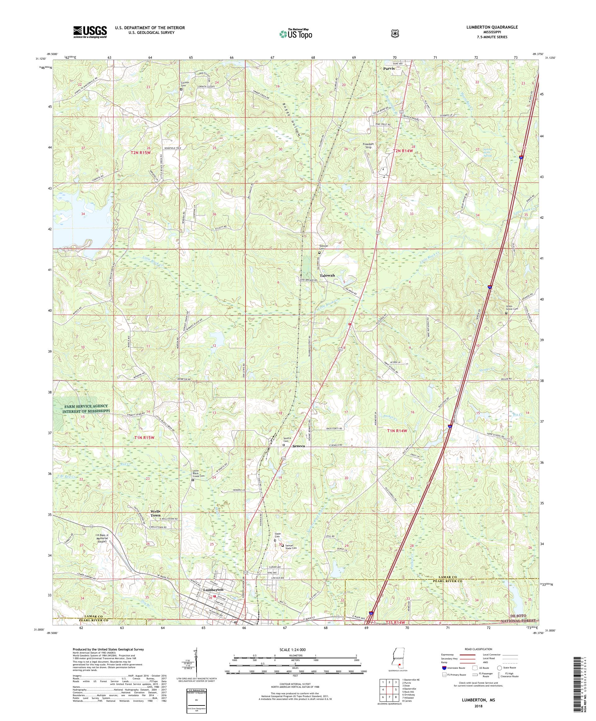 MyTopo Lumberton, Mississippi USGS Quad Topo Map