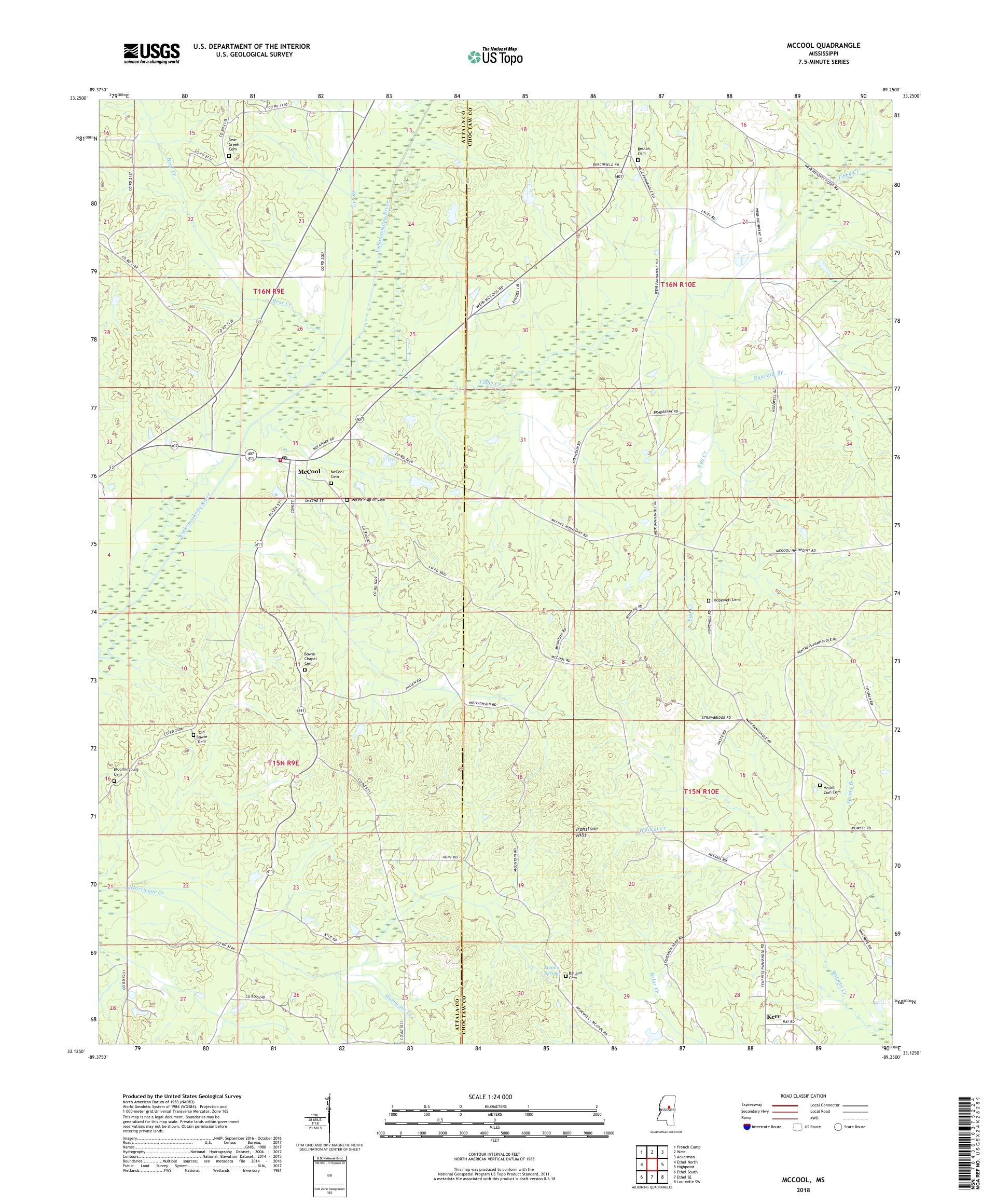 MyTopo McCool, Mississippi USGS Quad Topo Map