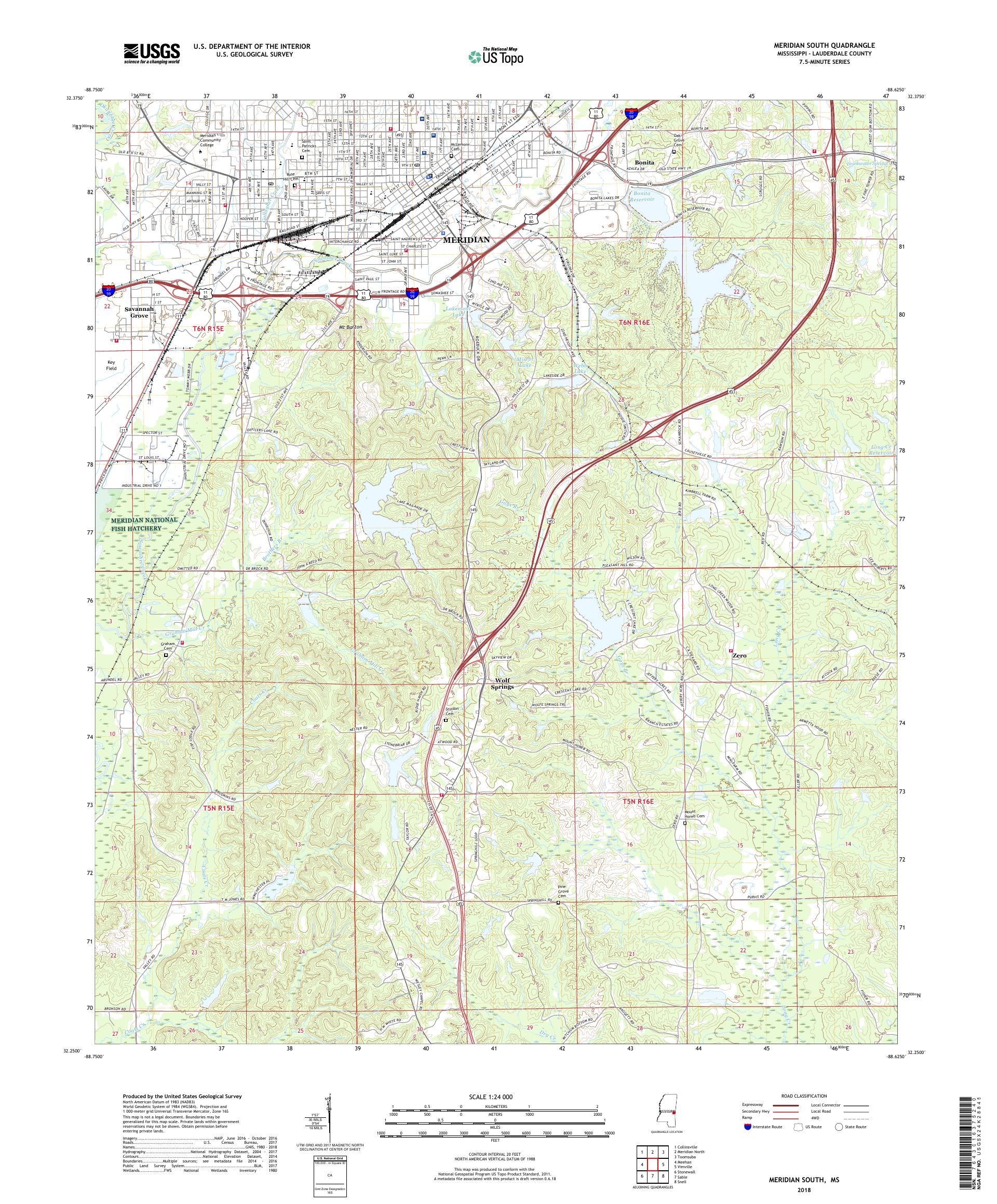 MyTopo Meridian South, Mississippi USGS Quad Topo Map