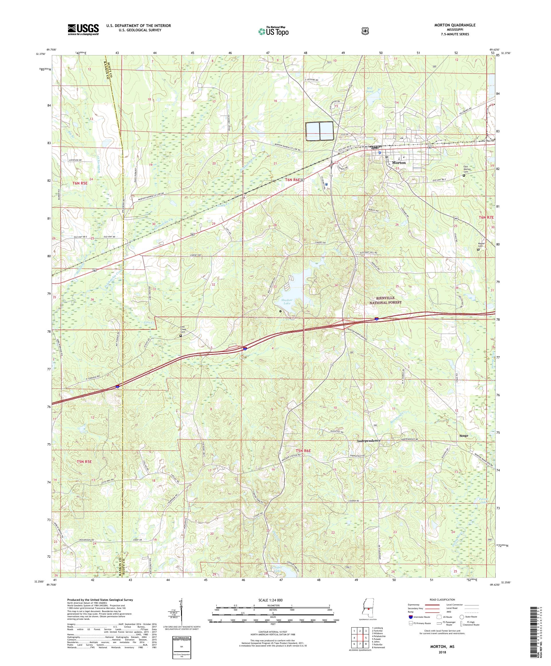 MyTopo Morton, Mississippi USGS Quad Topo Map