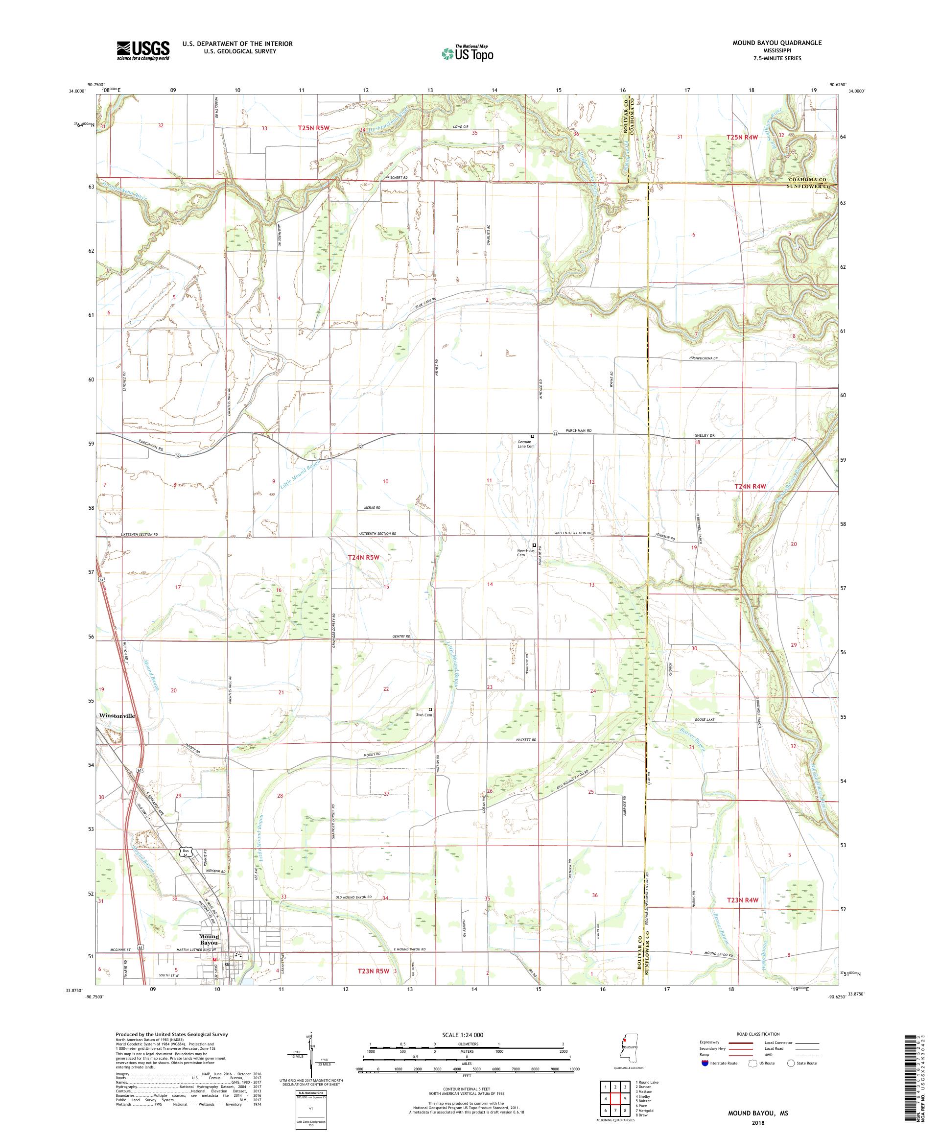 MyTopo Mound Bayou, Mississippi USGS Quad Topo Map