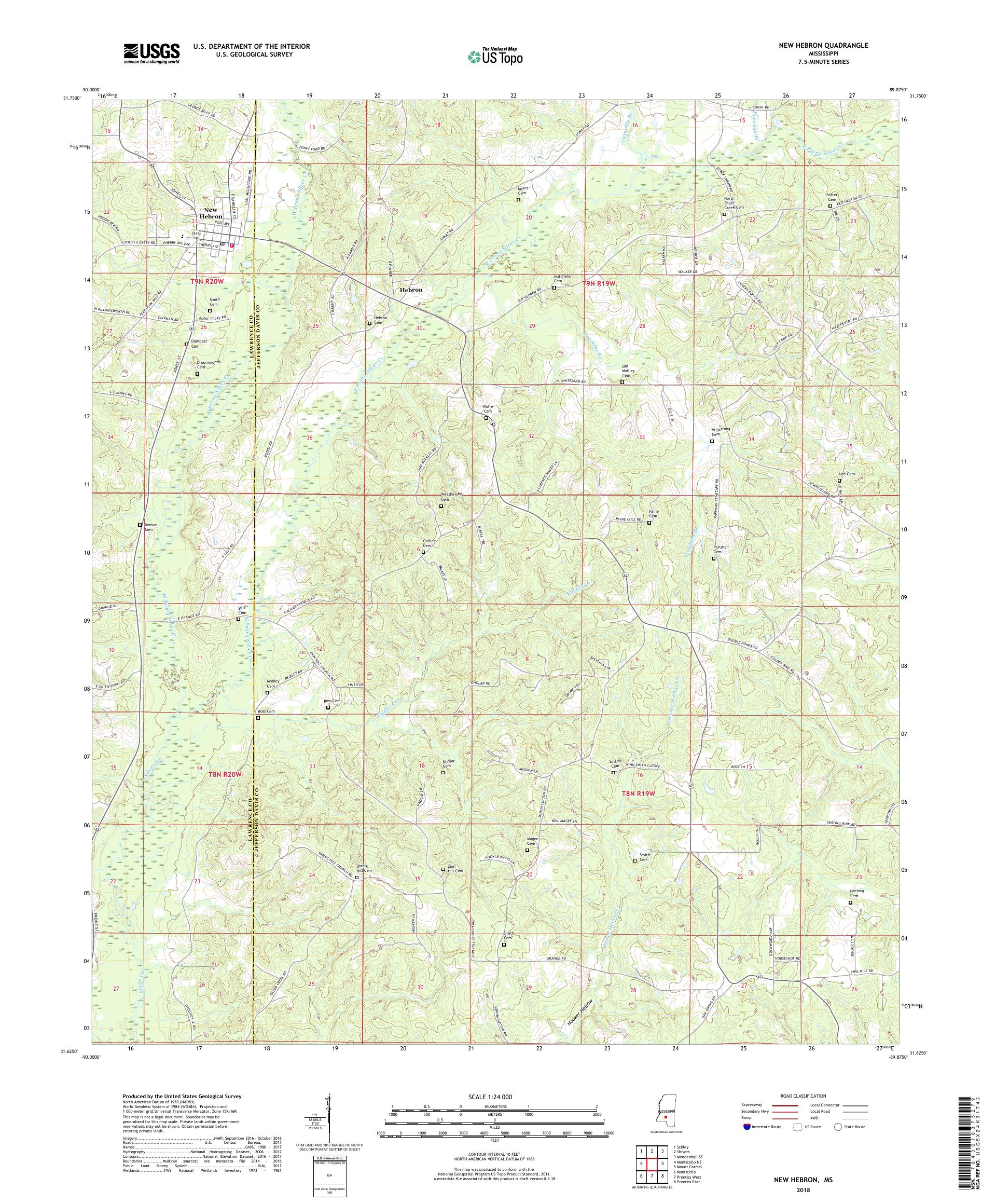 MyTopo New Hebron, Mississippi USGS Quad Topo Map