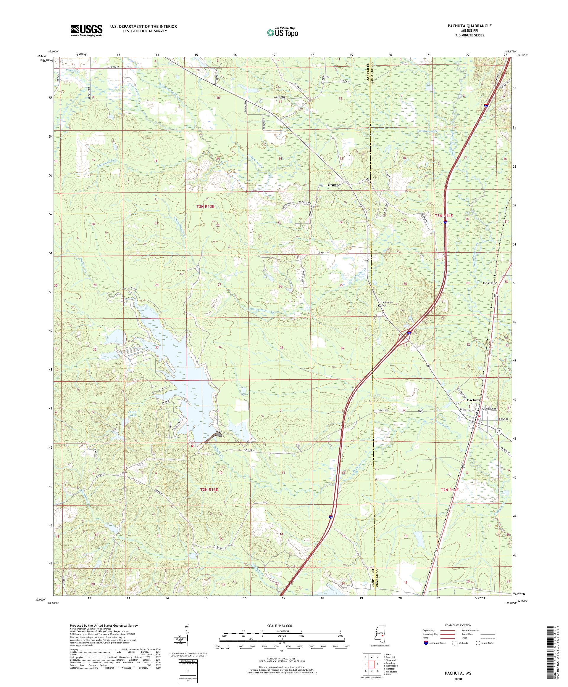MyTopo Pachuta, Mississippi USGS Quad Topo Map