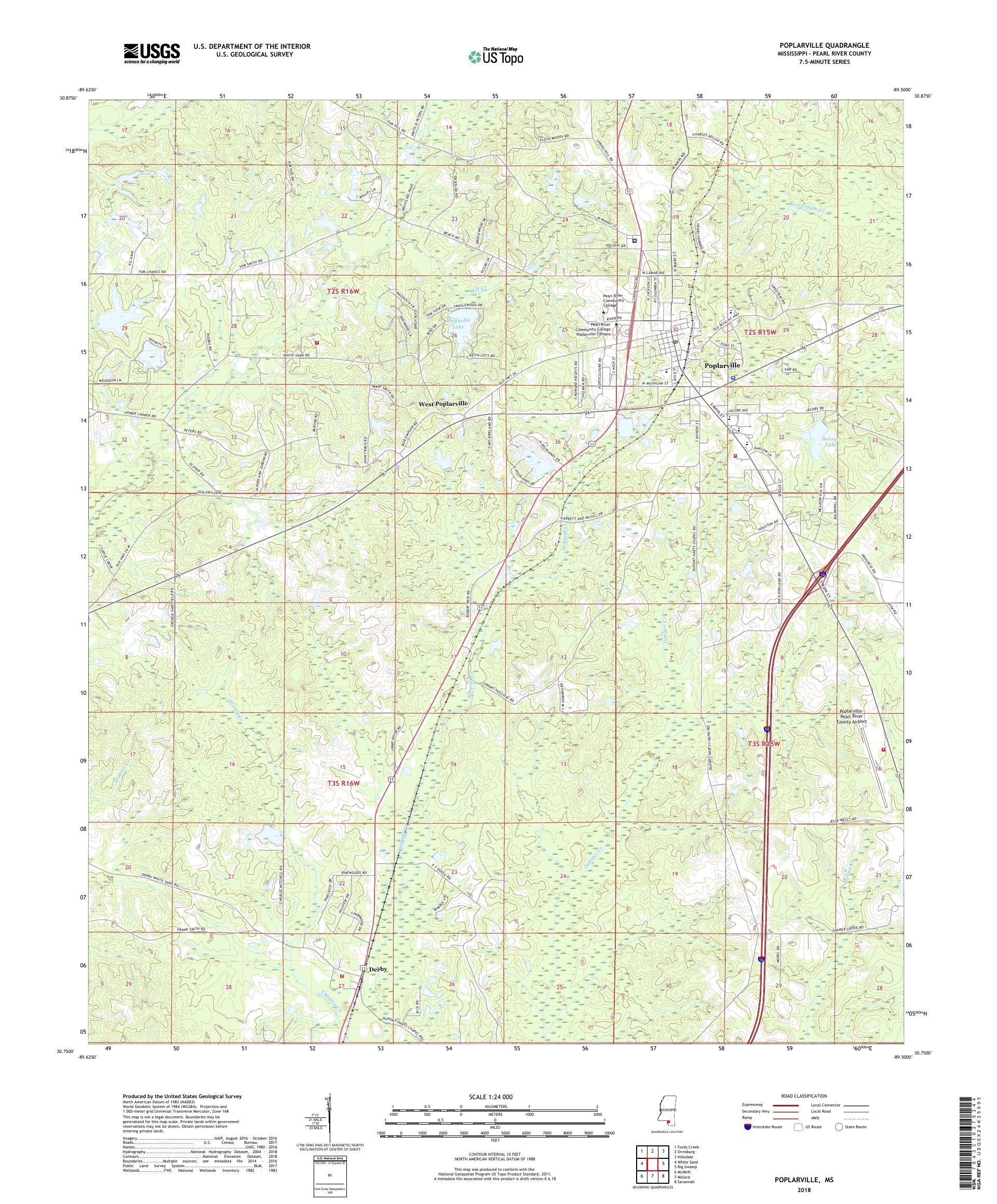 MyTopo Poplarville, Mississippi USGS Quad Topo Map