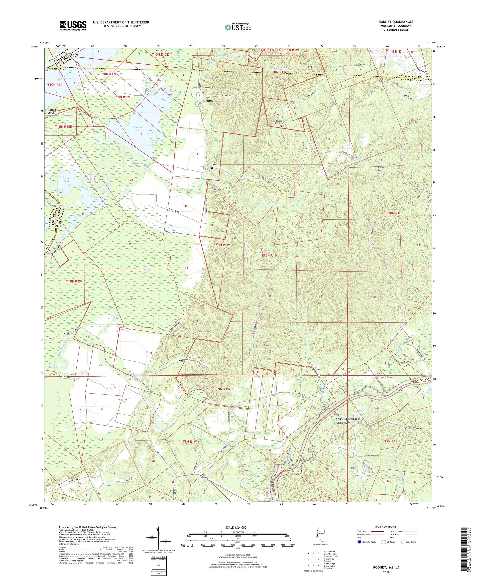 MyTopo Rodney, Mississippi USGS Quad Topo Map