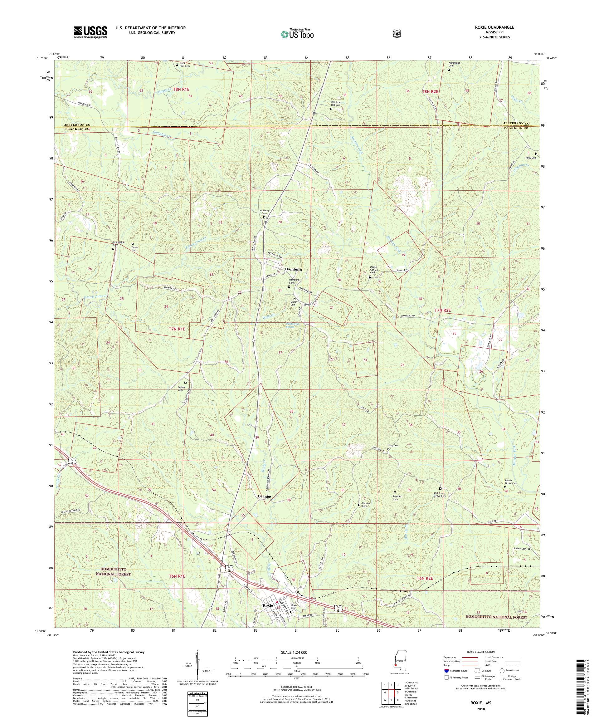 MyTopo Roxie, Mississippi USGS Quad Topo Map