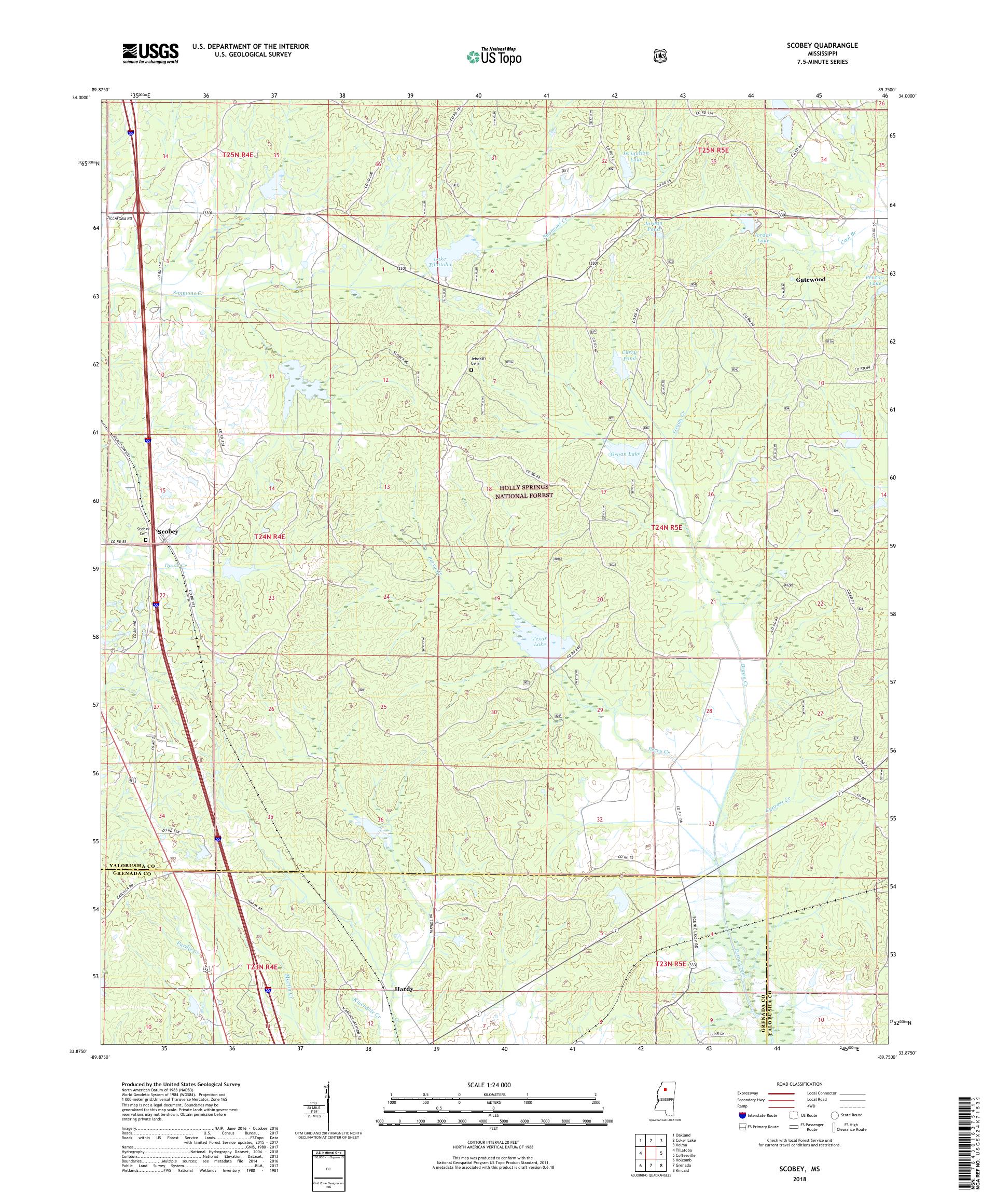 MyTopo Scobey, Mississippi USGS Quad Topo Map