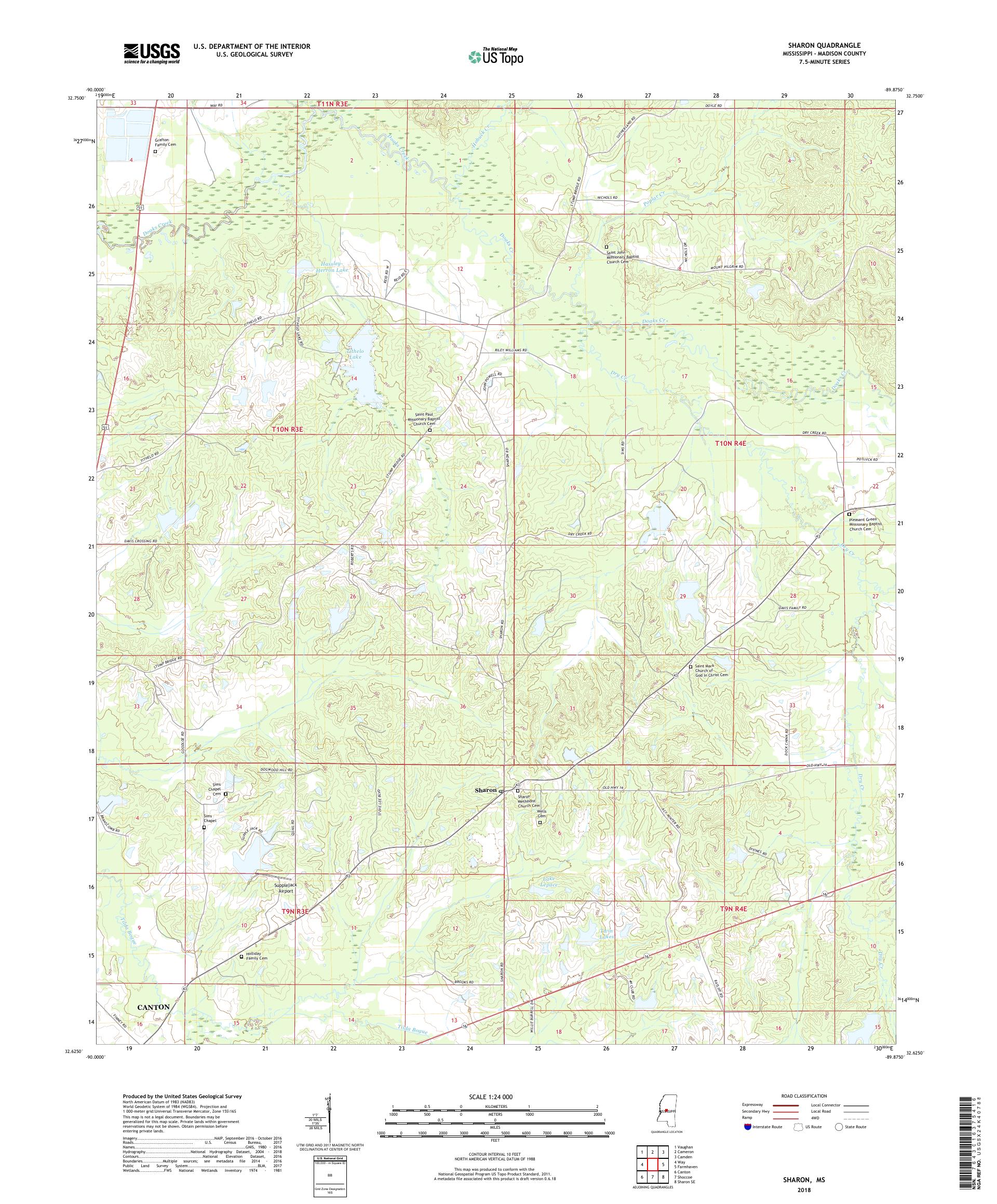 MyTopo Sharon, Mississippi USGS Quad Topo Map