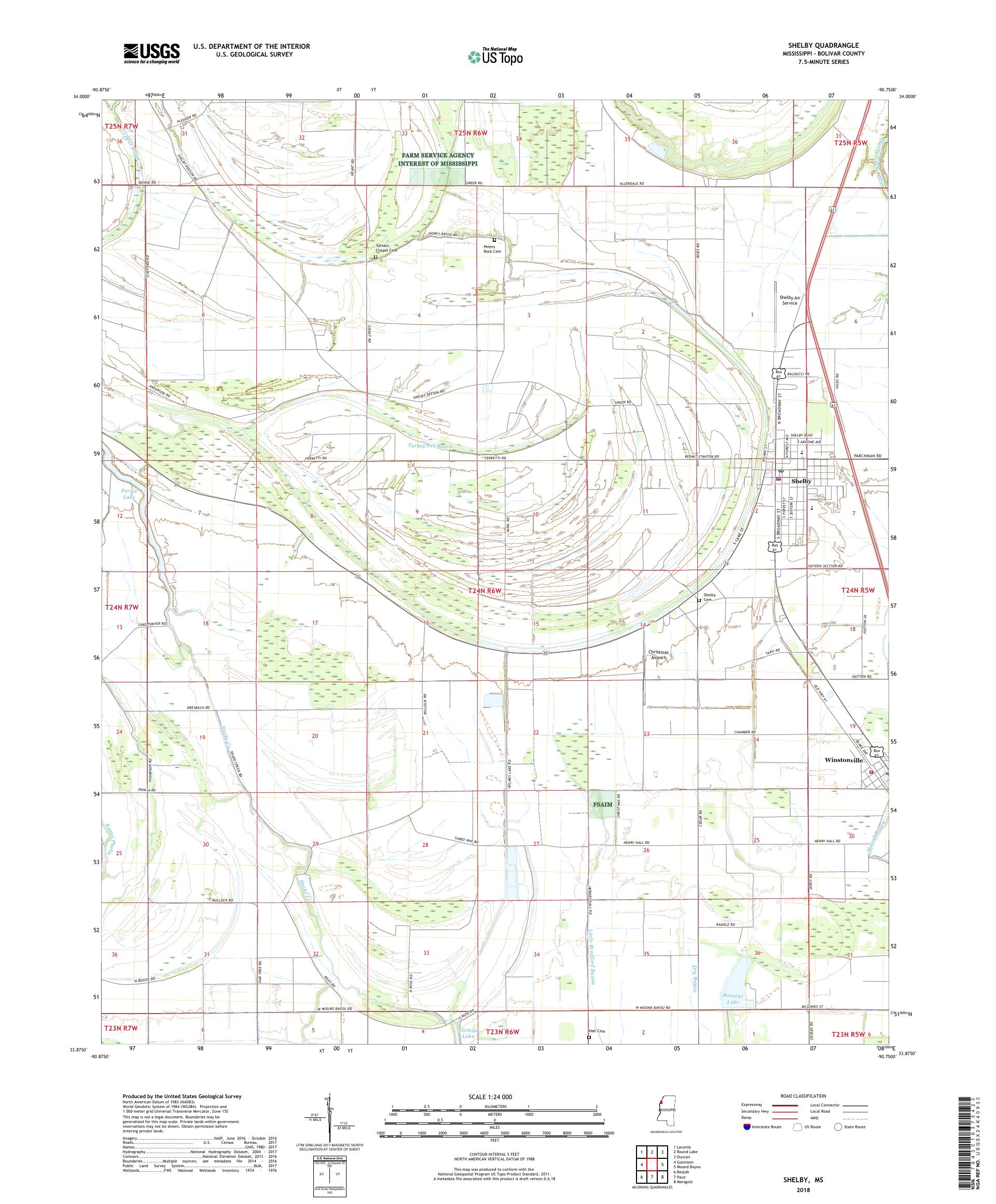 MyTopo Shelby, Mississippi USGS Quad Topo Map
