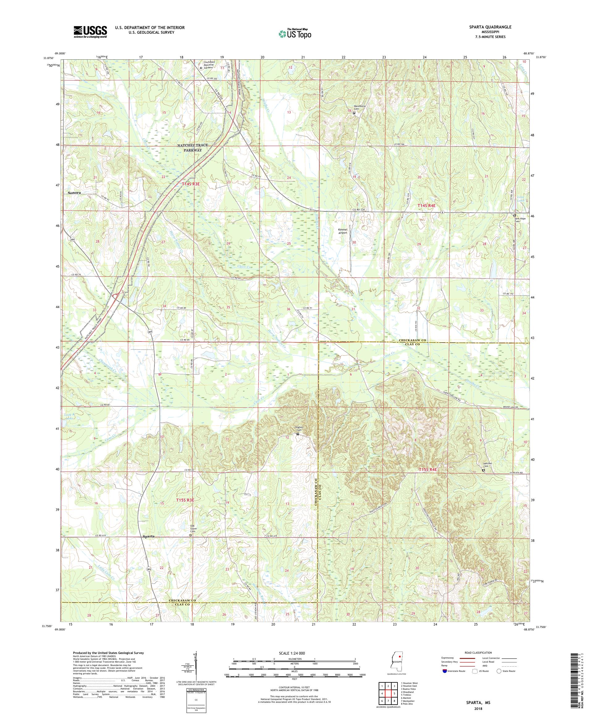 MyTopo Sparta, Mississippi USGS Quad Topo Map