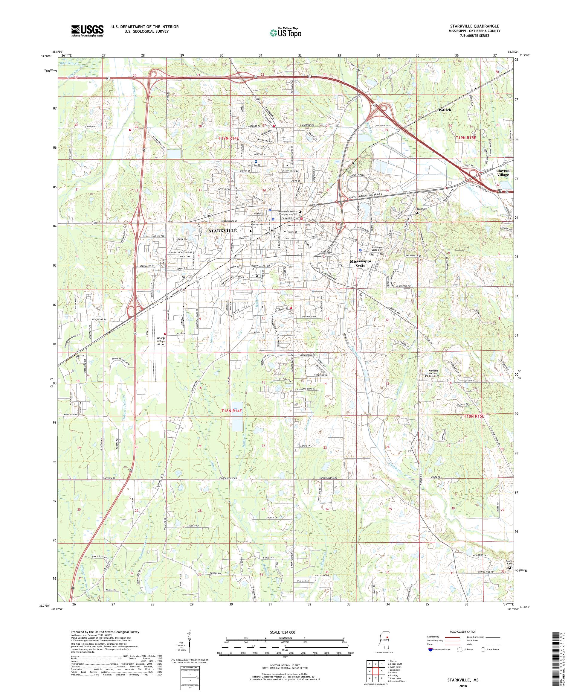 MyTopo Starkville, Mississippi USGS Quad Topo Map