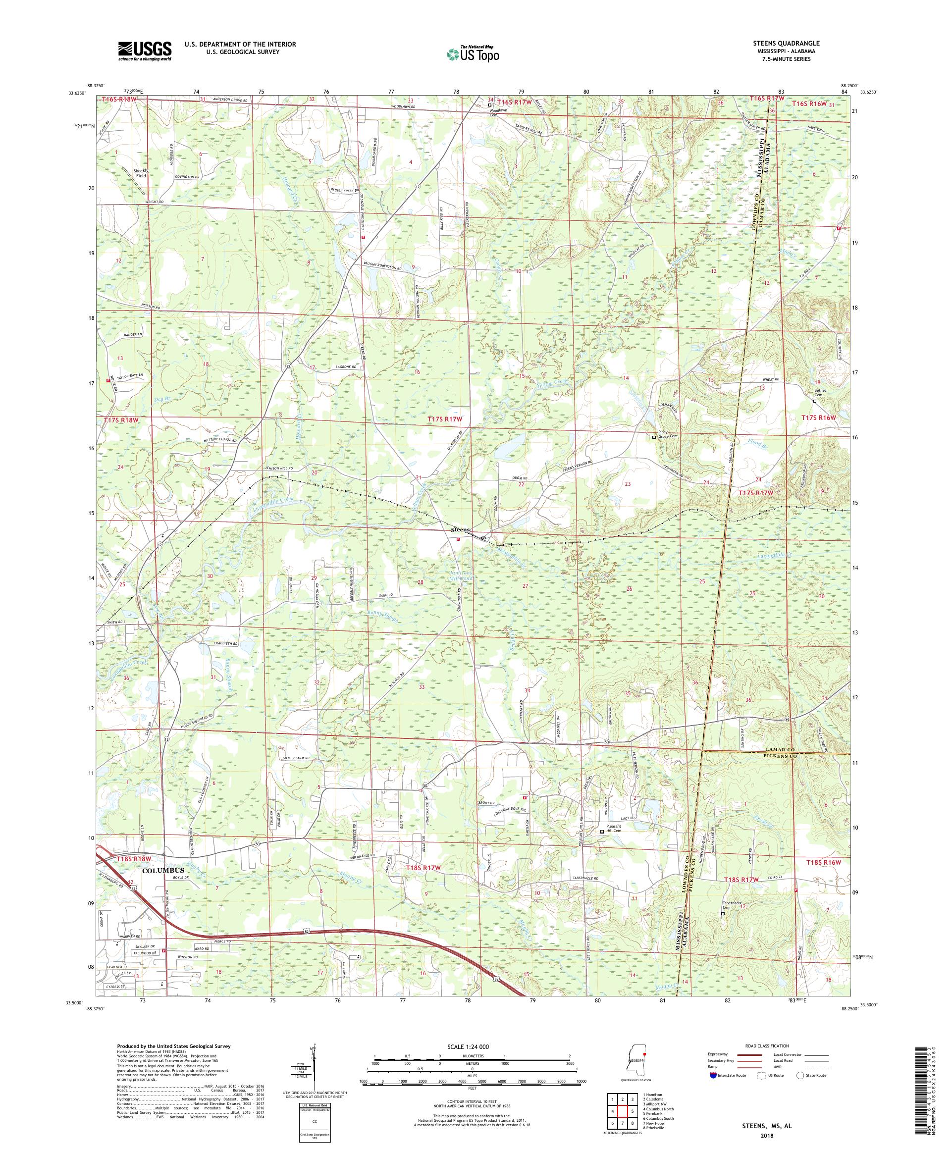 MyTopo Steens, Mississippi USGS Quad Topo Map
