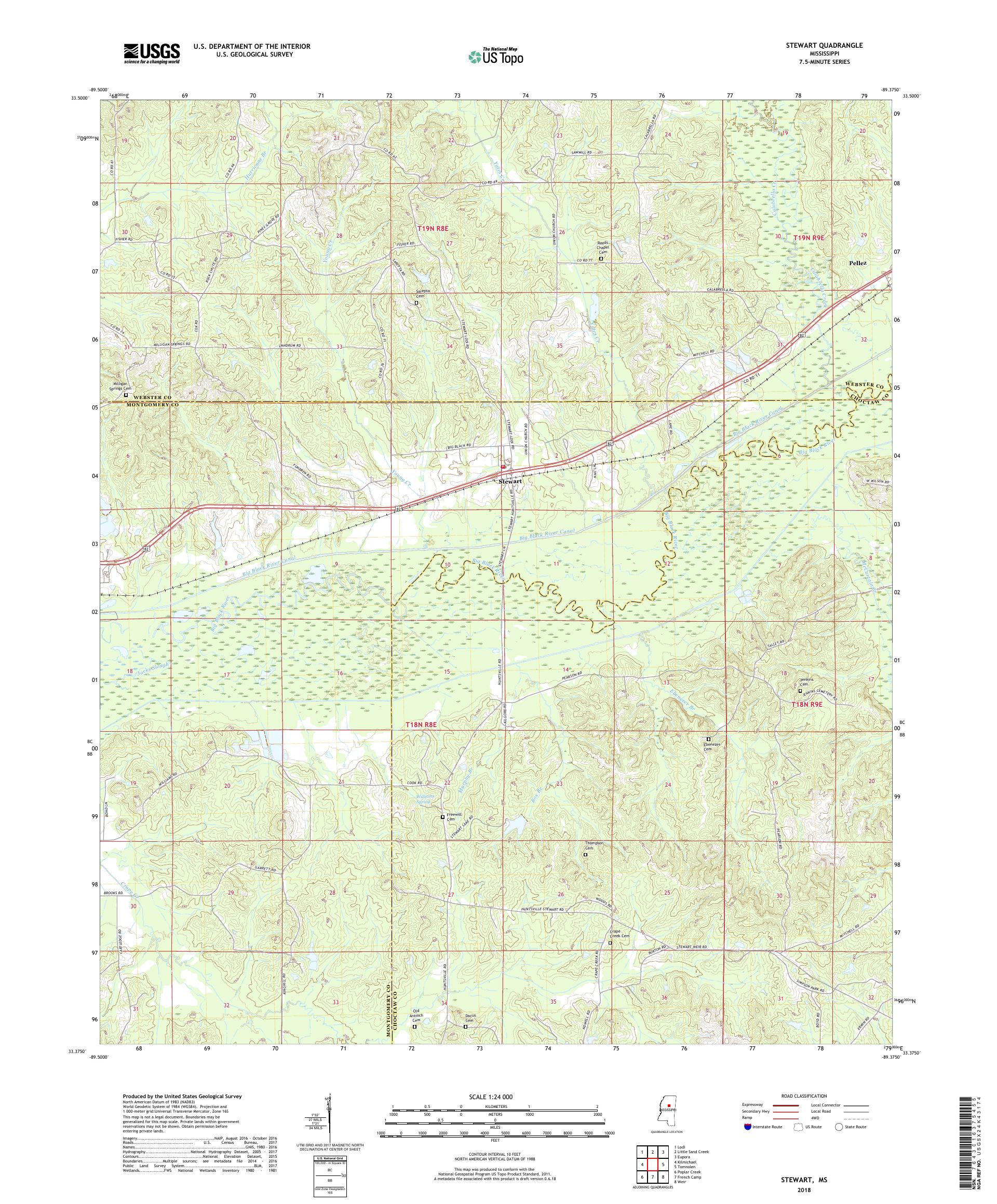 MyTopo Stewart, Mississippi USGS Quad Topo Map