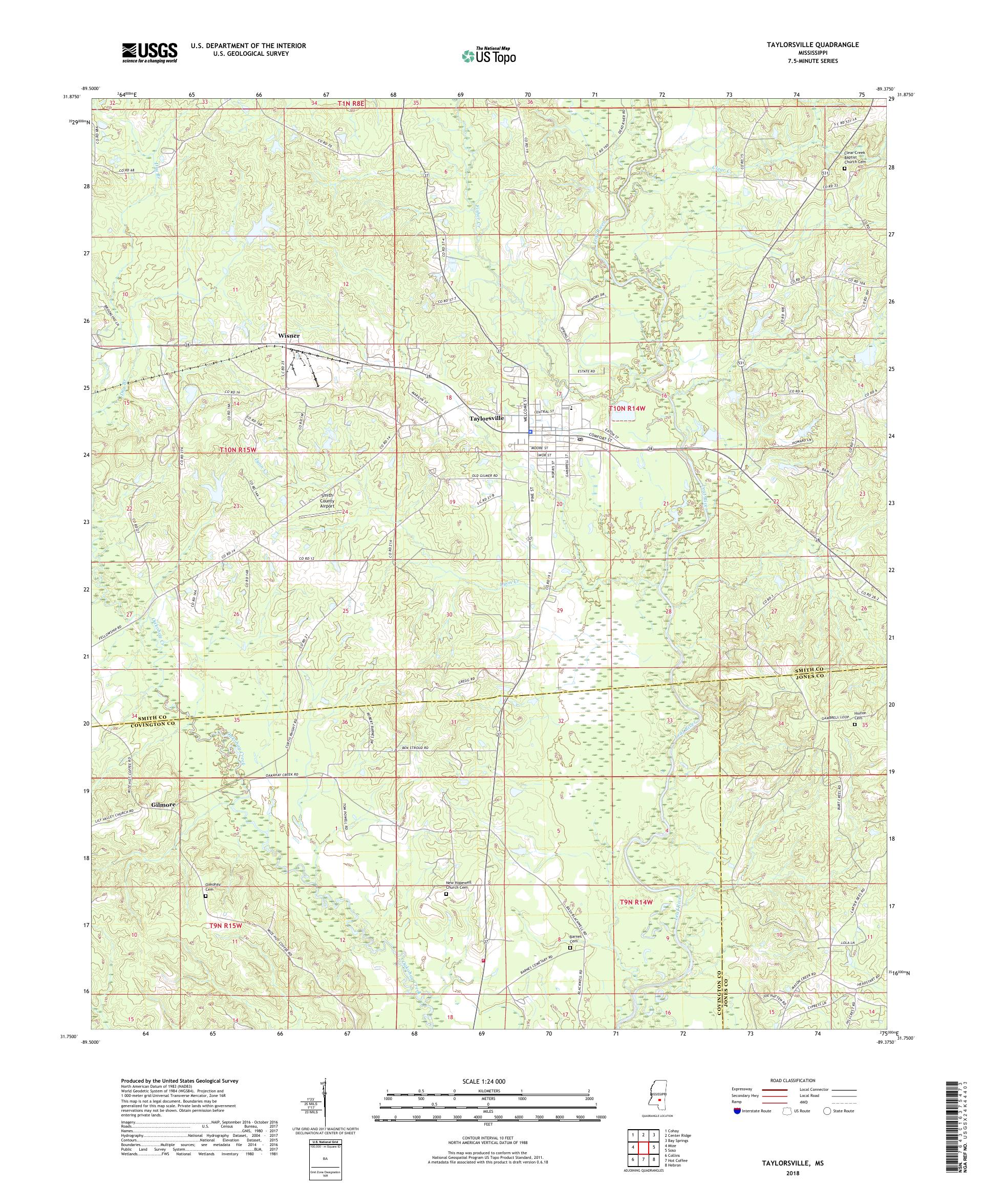MyTopo Taylorsville, Mississippi USGS Quad Topo Map
