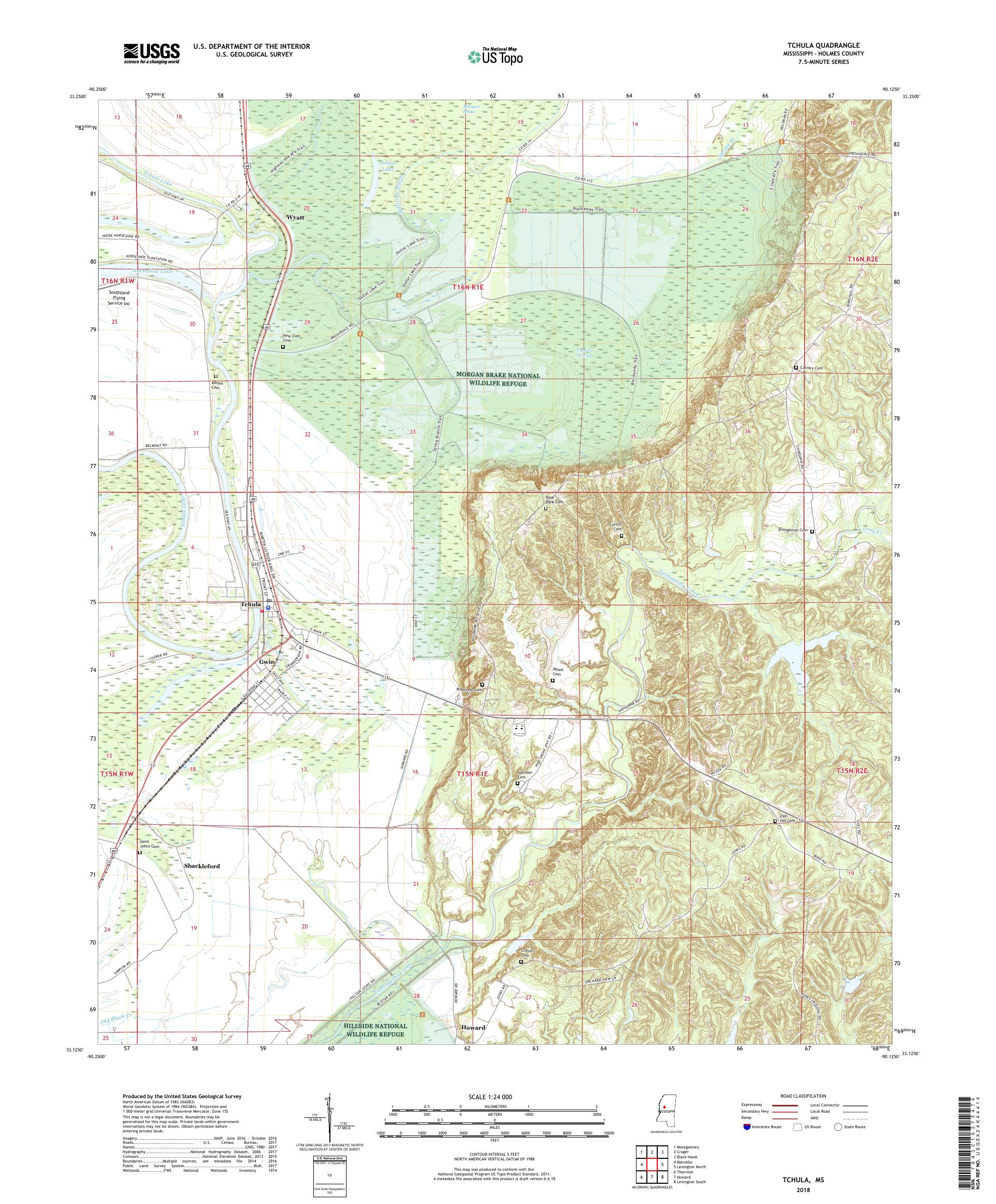 MyTopo Tchula, Mississippi USGS Quad Topo Map