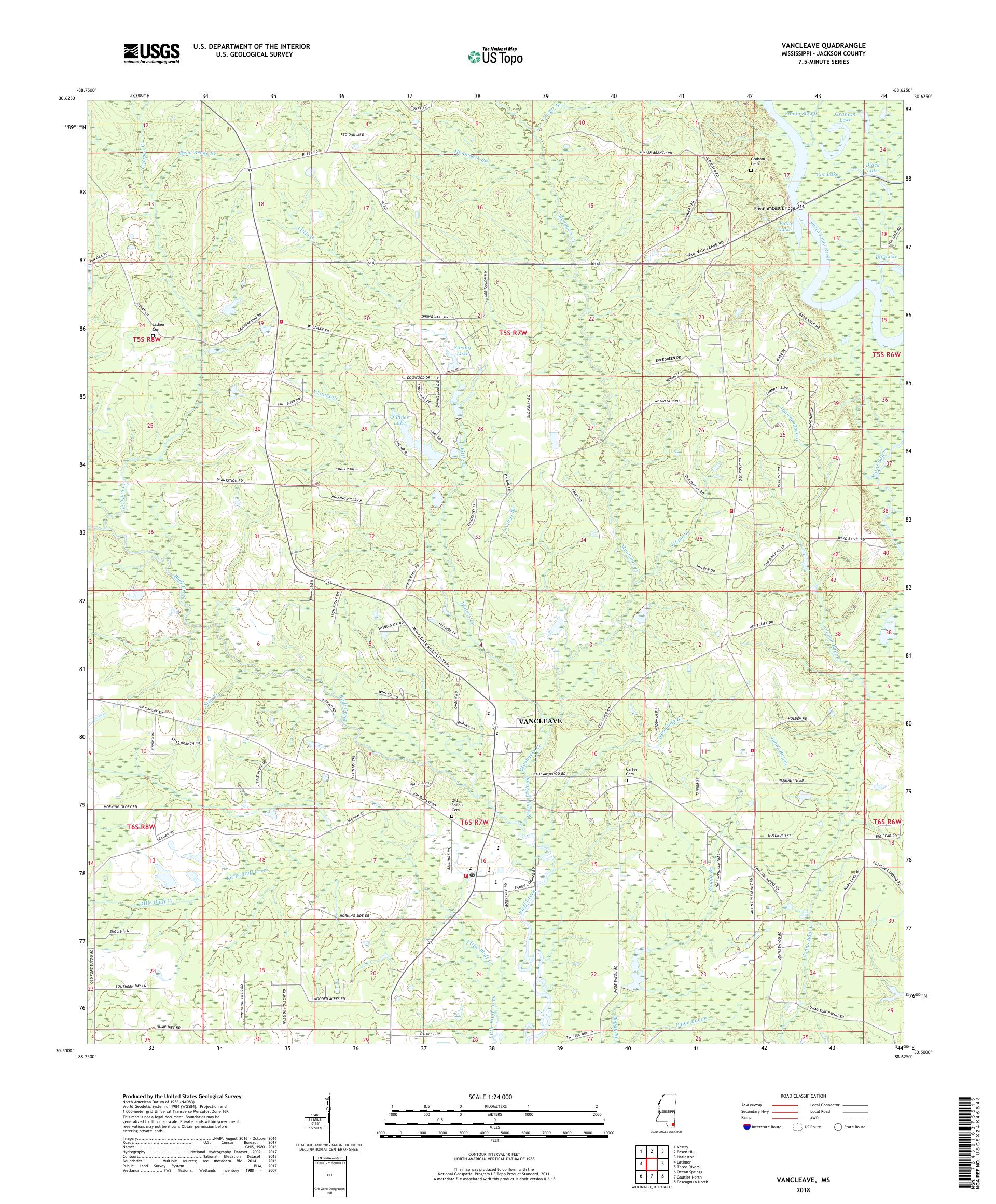 MyTopo Vancleave, Mississippi USGS Quad Topo Map