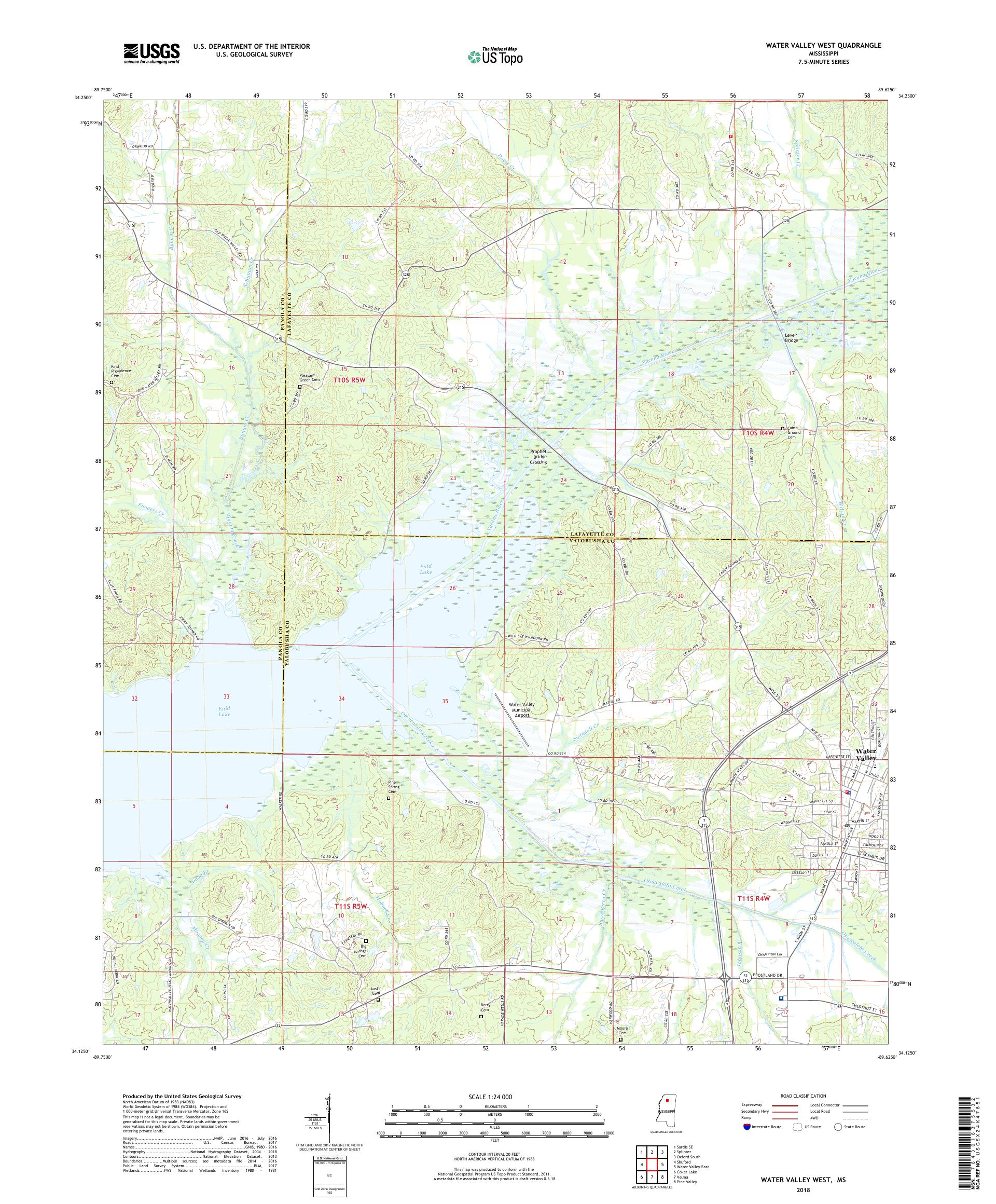 MyTopo Water Valley West, Mississippi USGS Quad Topo Map