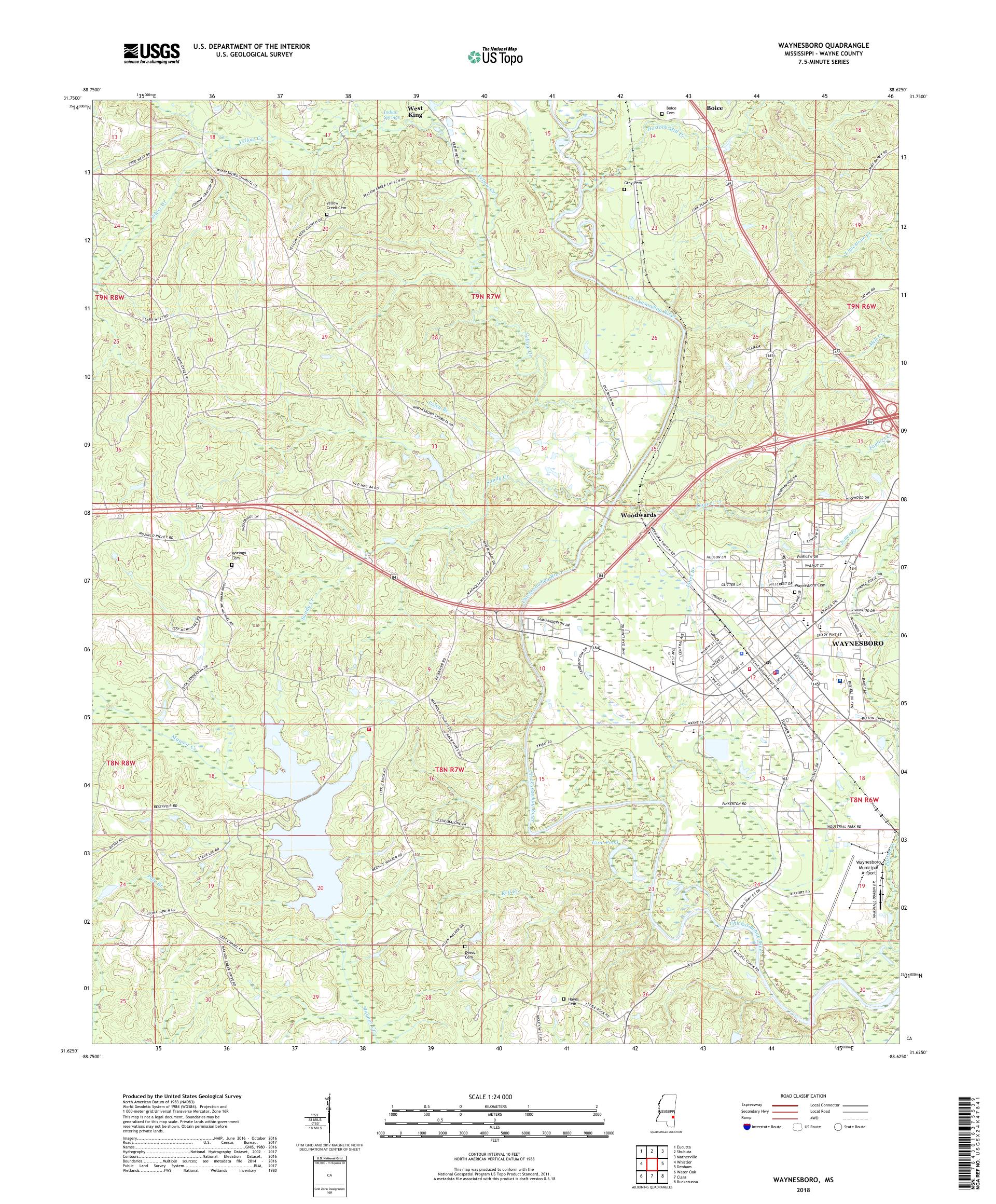 MyTopo Waynesboro, Mississippi USGS Quad Topo Map