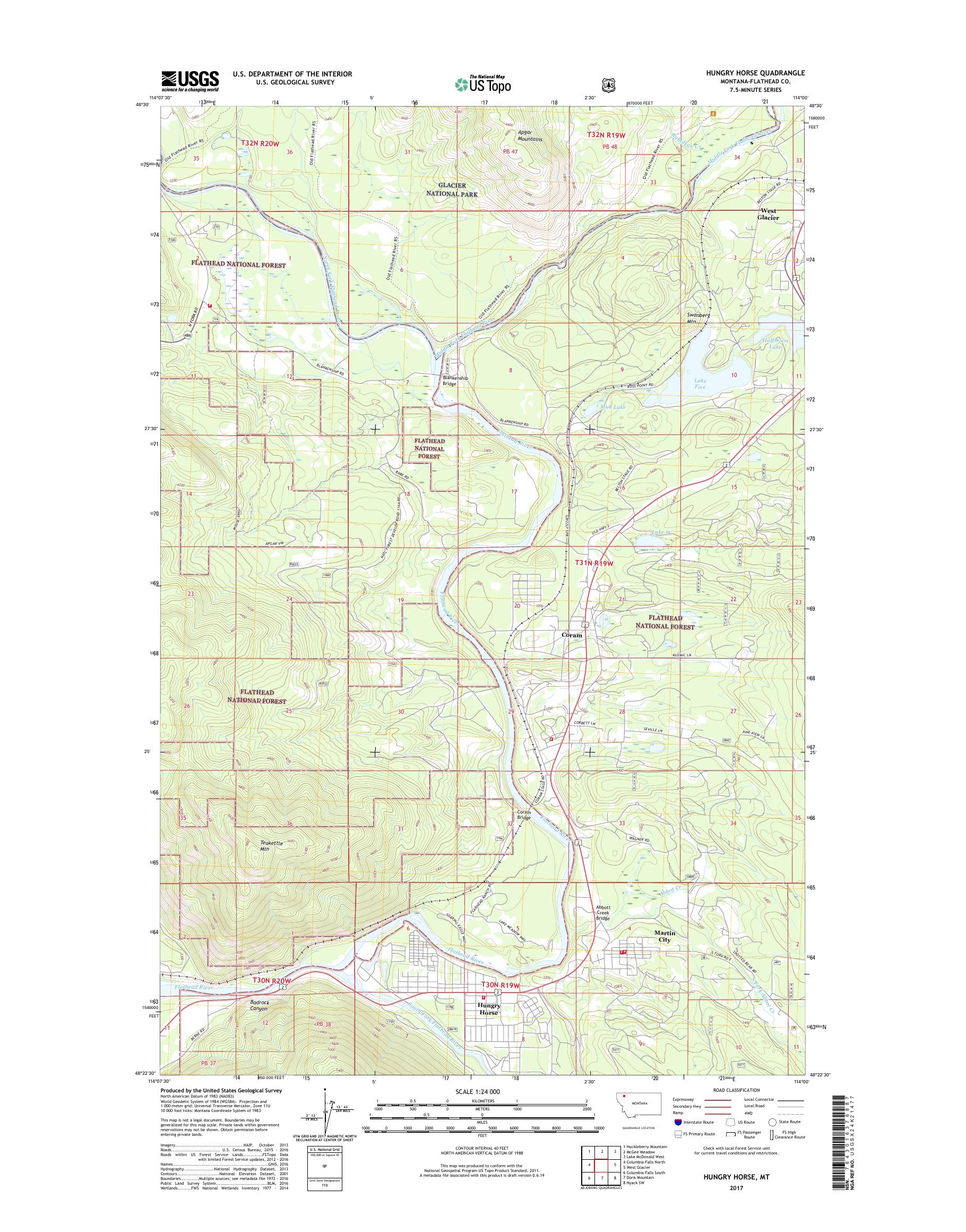 MyTopo Hungry Horse, Montana USGS Quad Topo Map