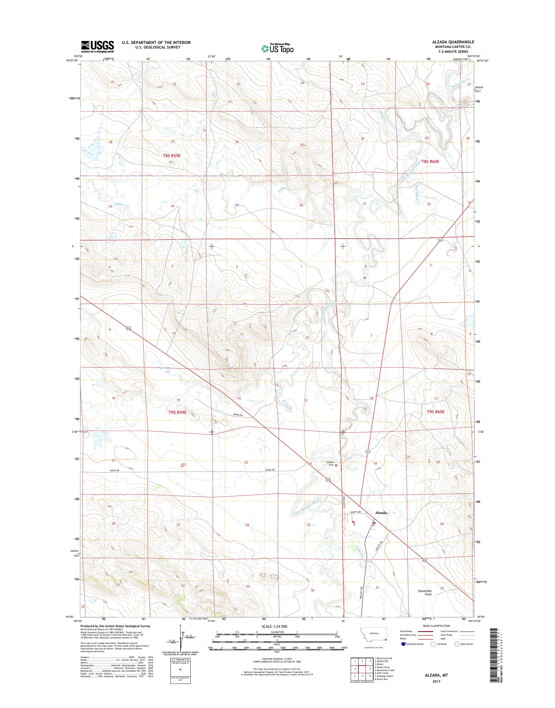 MyTopo Alzada, Montana USGS Quad Topo Map