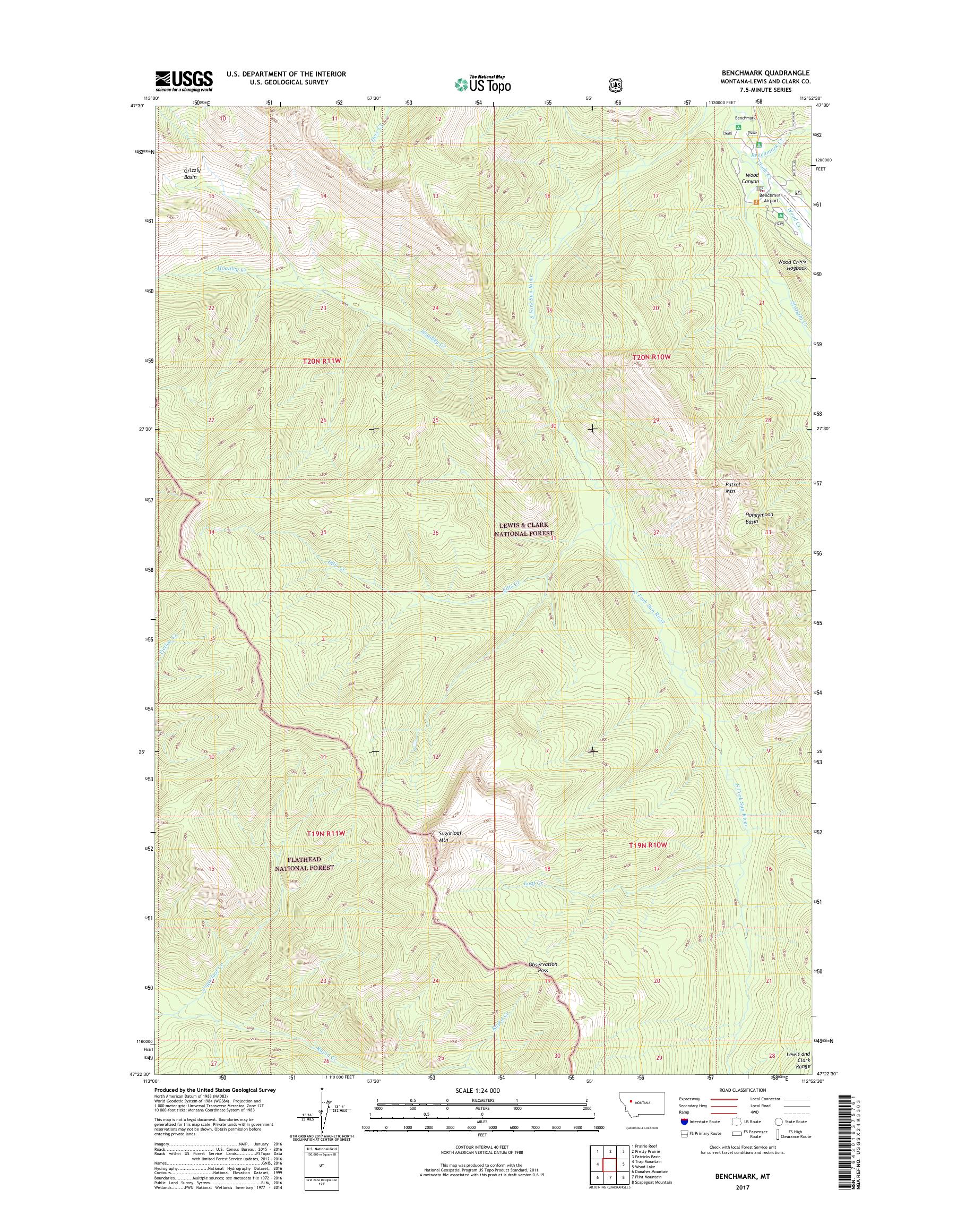 MyTopo Benchmark, Montana USGS Quad Topo Map