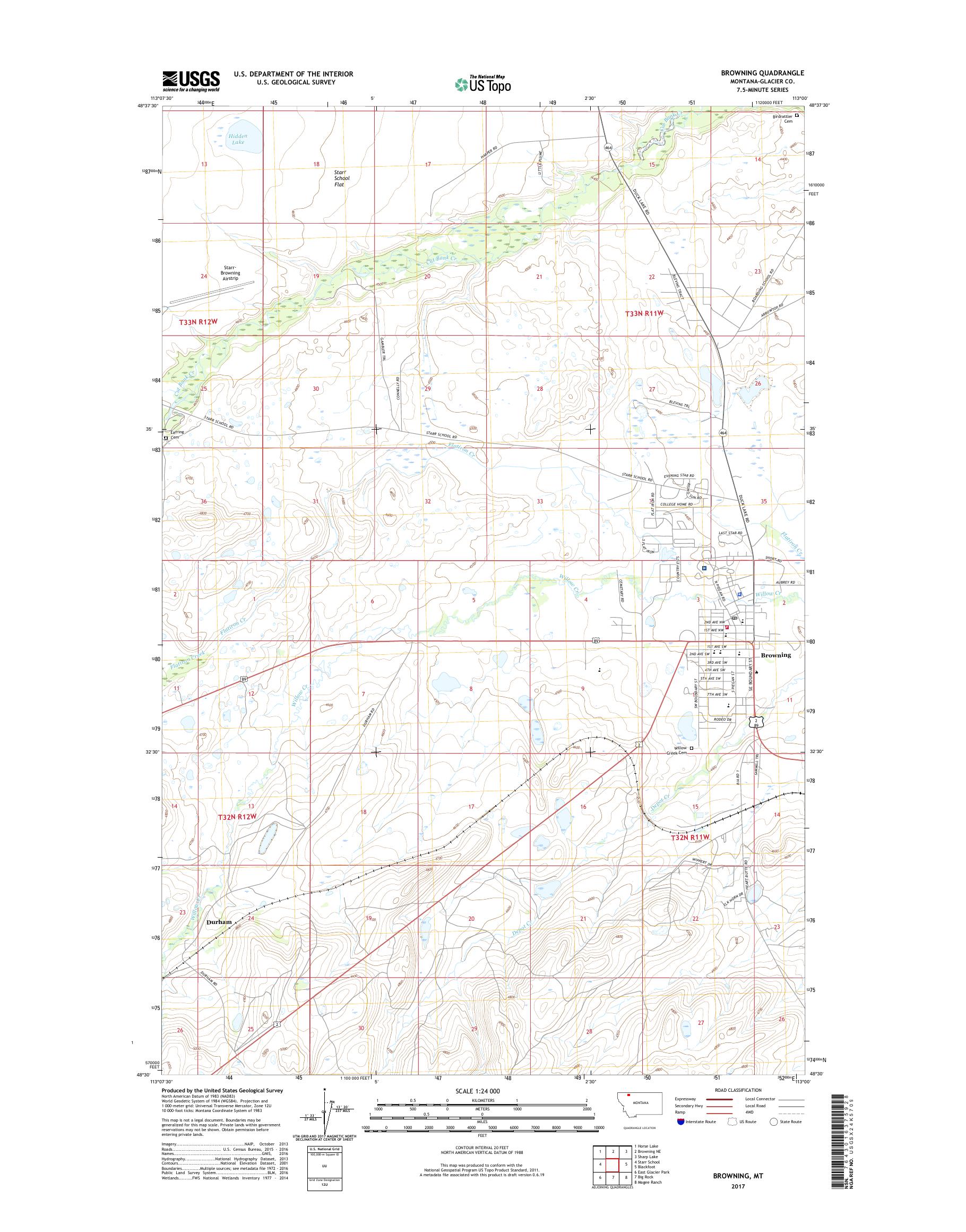 MyTopo Browning, Montana USGS Quad Topo Map