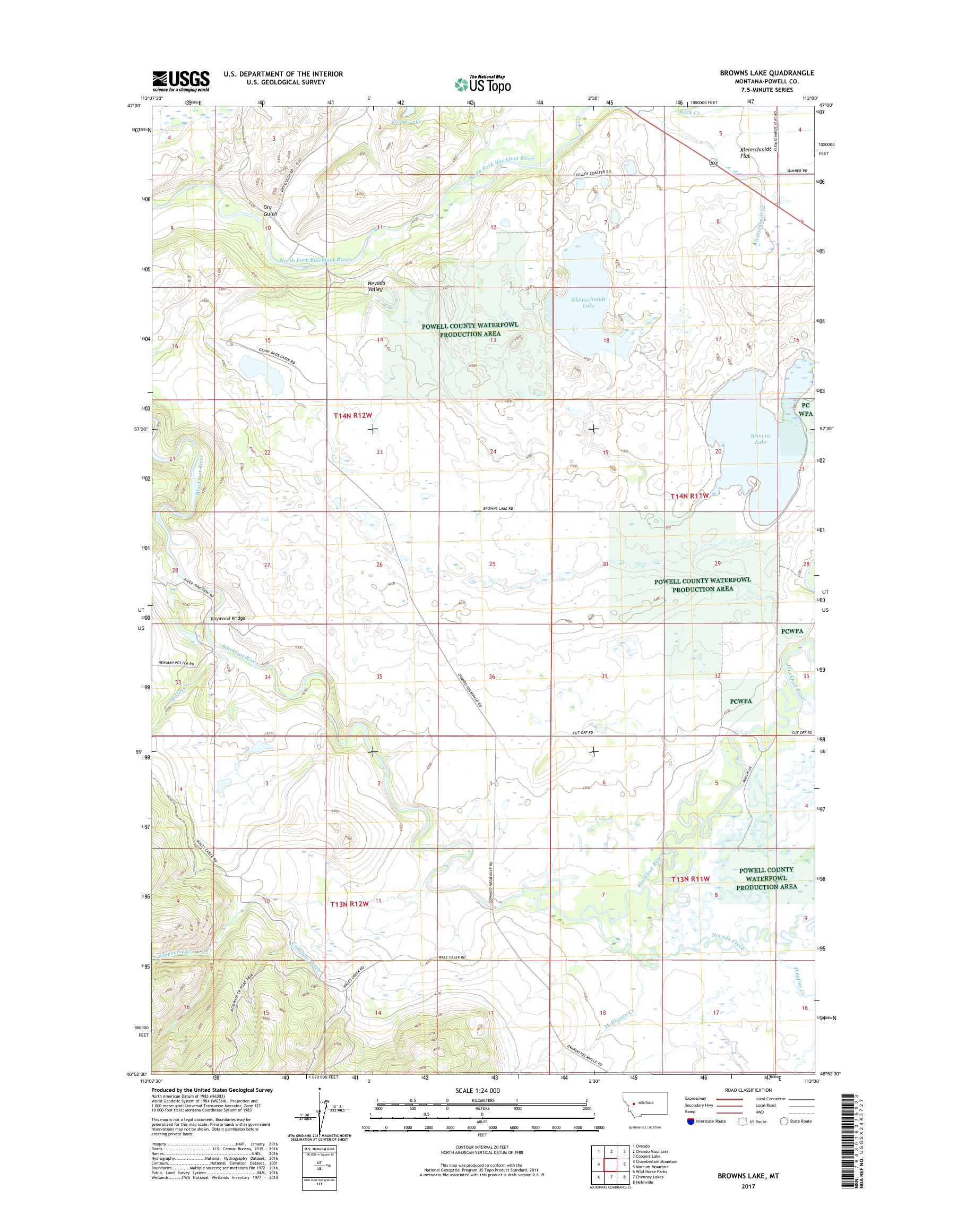 MyTopo Browns Lake, Montana USGS Quad Topo Map