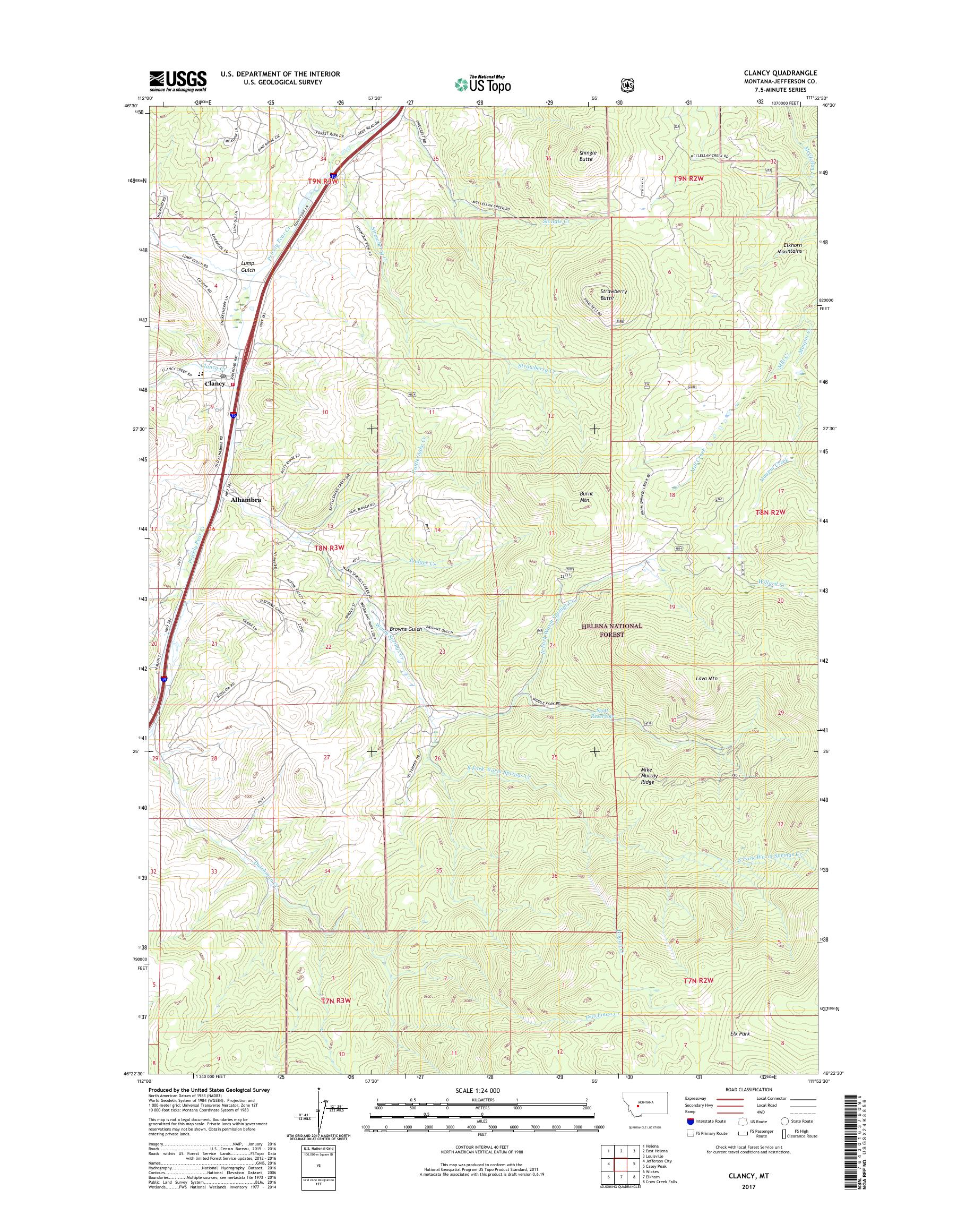 MyTopo Clancy, Montana USGS Quad Topo Map
