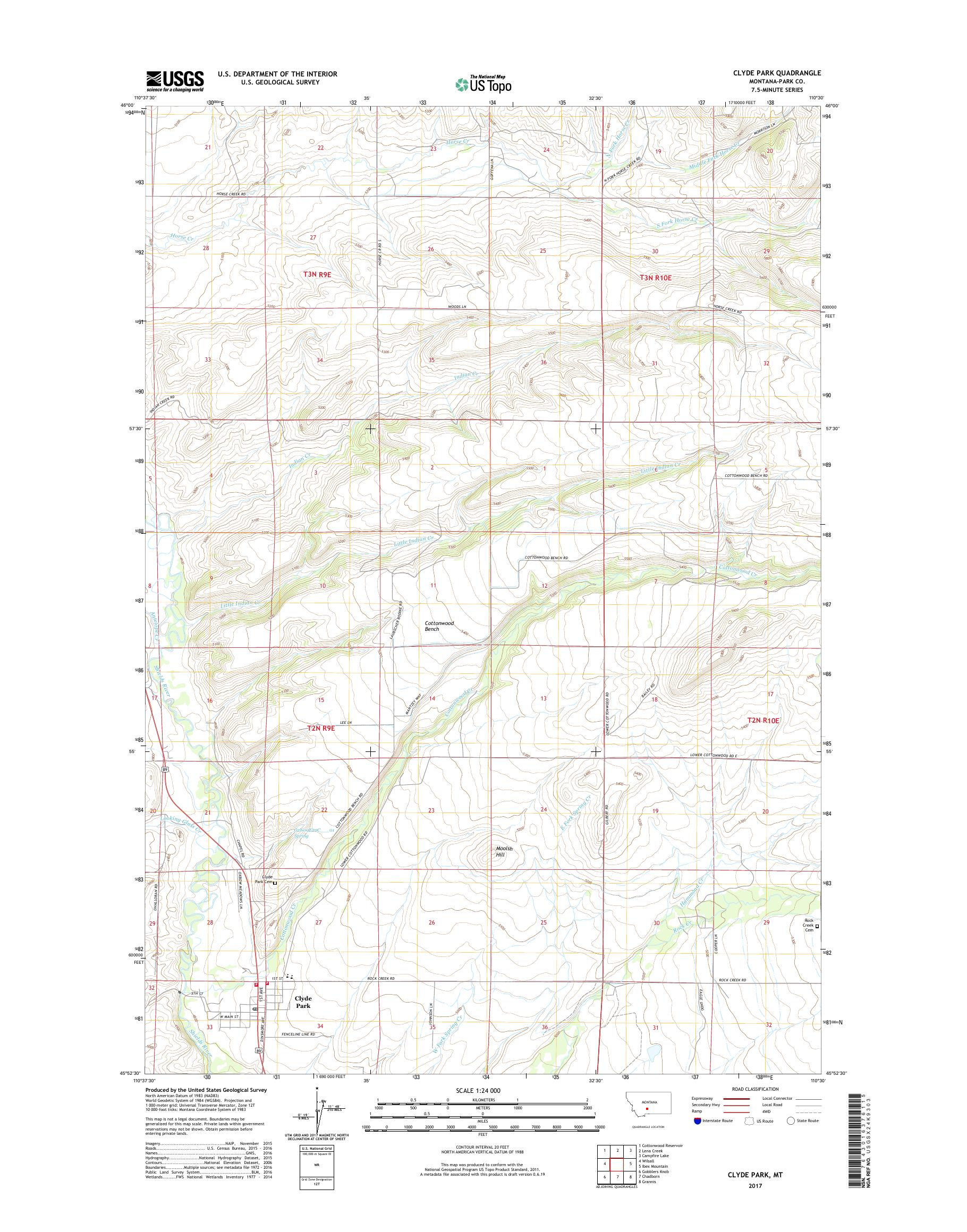 MyTopo Clyde Park, Montana USGS Quad Topo Map