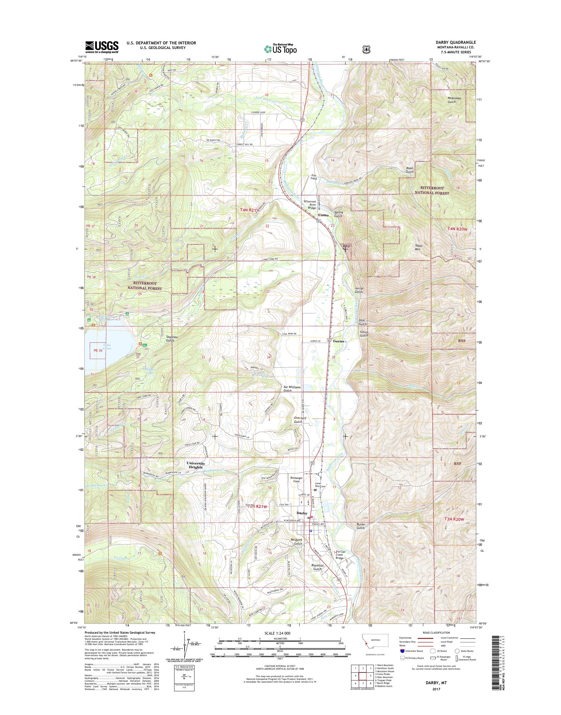 MyTopo Darby, Montana USGS Quad Topo Map