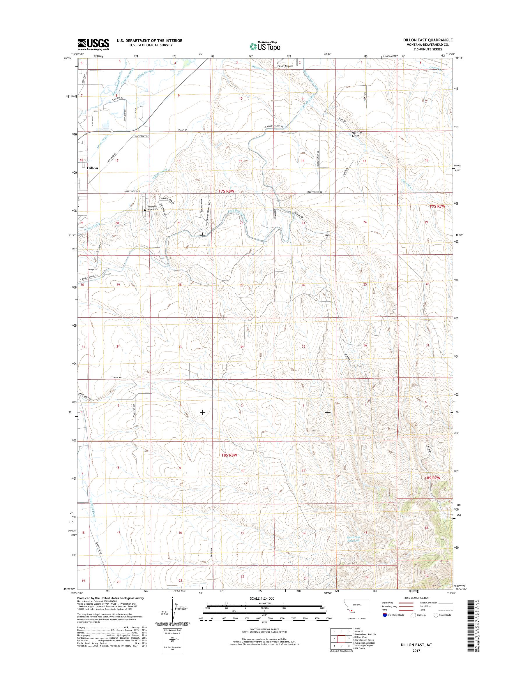 MyTopo Dillon East, Montana USGS Quad Topo Map