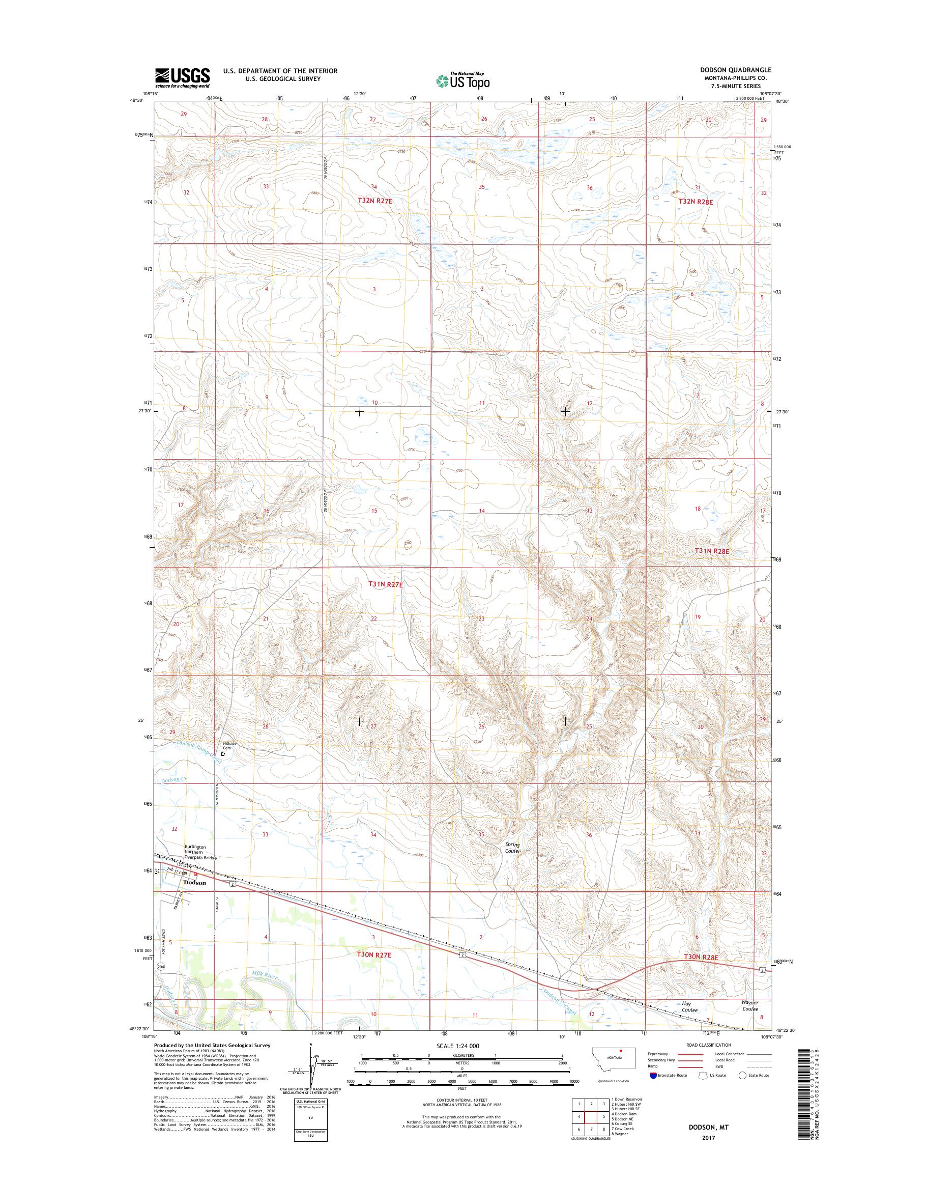 MyTopo Dodson, Montana USGS Quad Topo Map