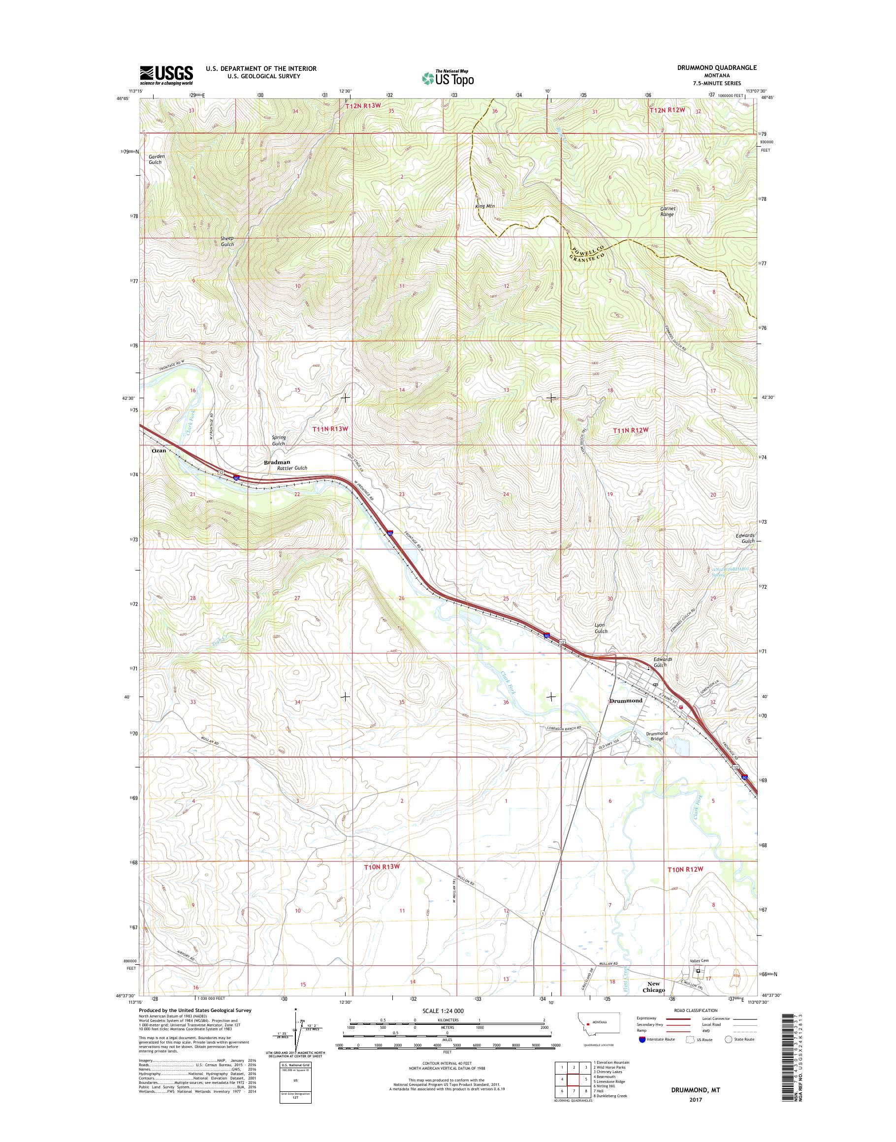 MyTopo Drummond, Montana USGS Quad Topo Map