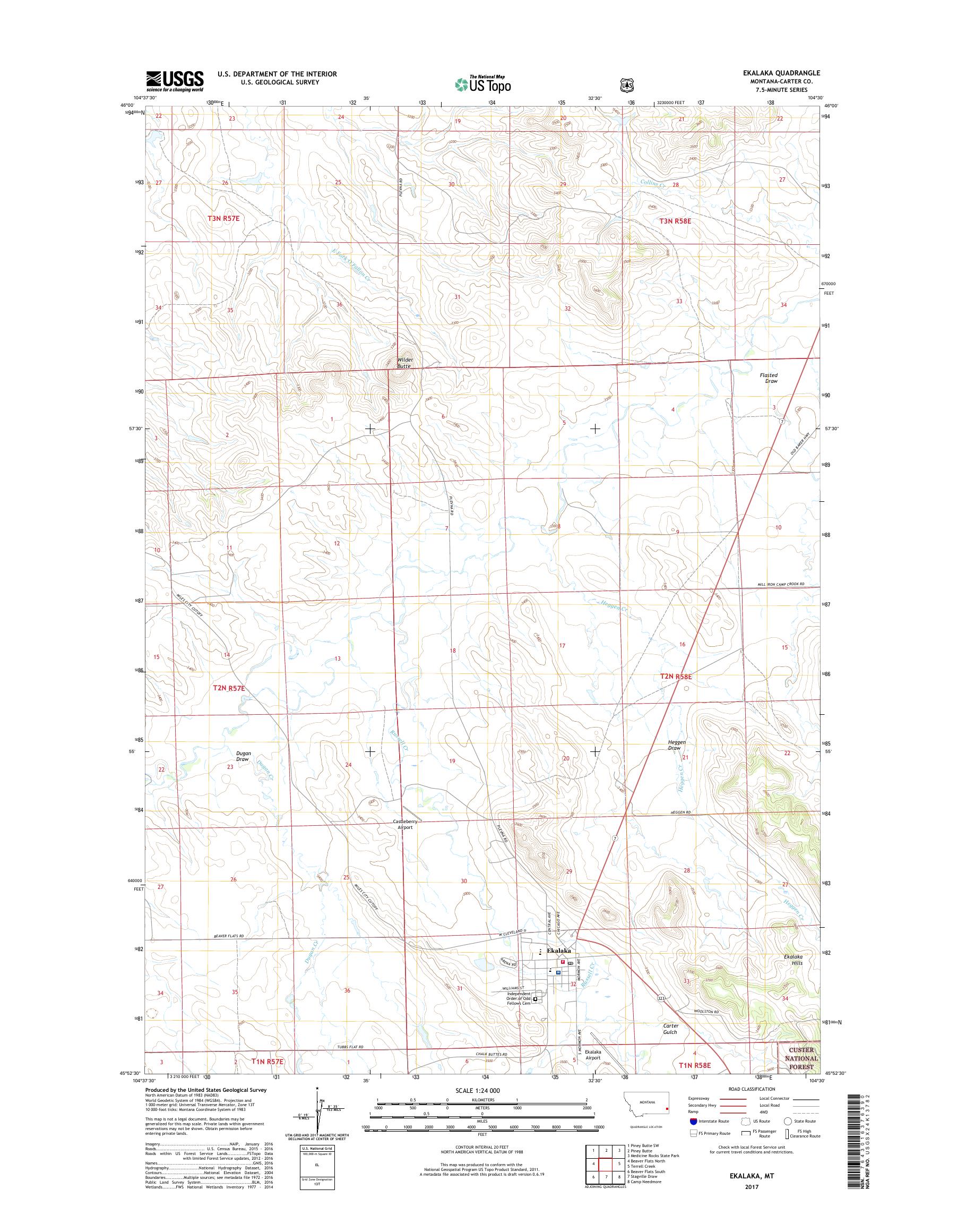 MyTopo Ekalaka, Montana USGS Quad Topo Map
